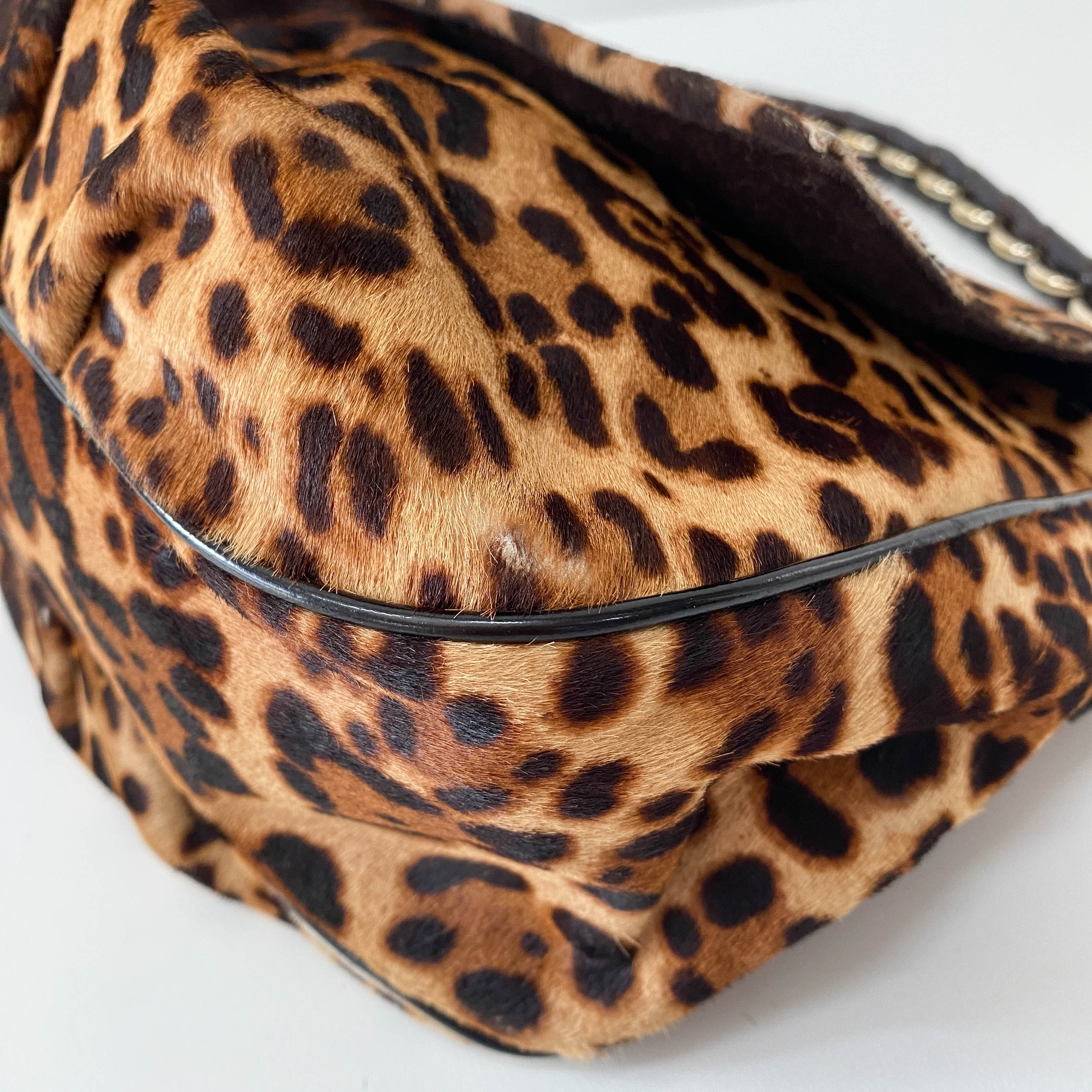 Big Mamma Baguette Leopard Pony Hair Shoulder Bag