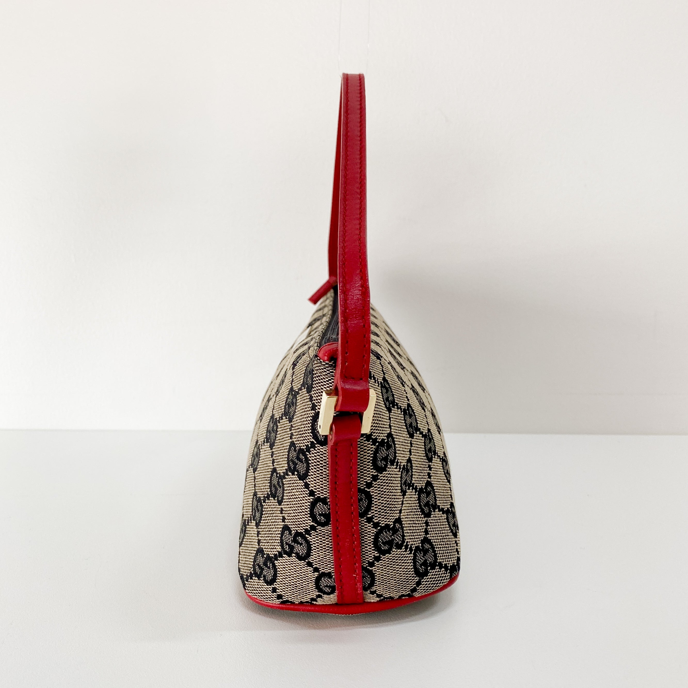 Boat Bag Red Leather GG Canvas Bag