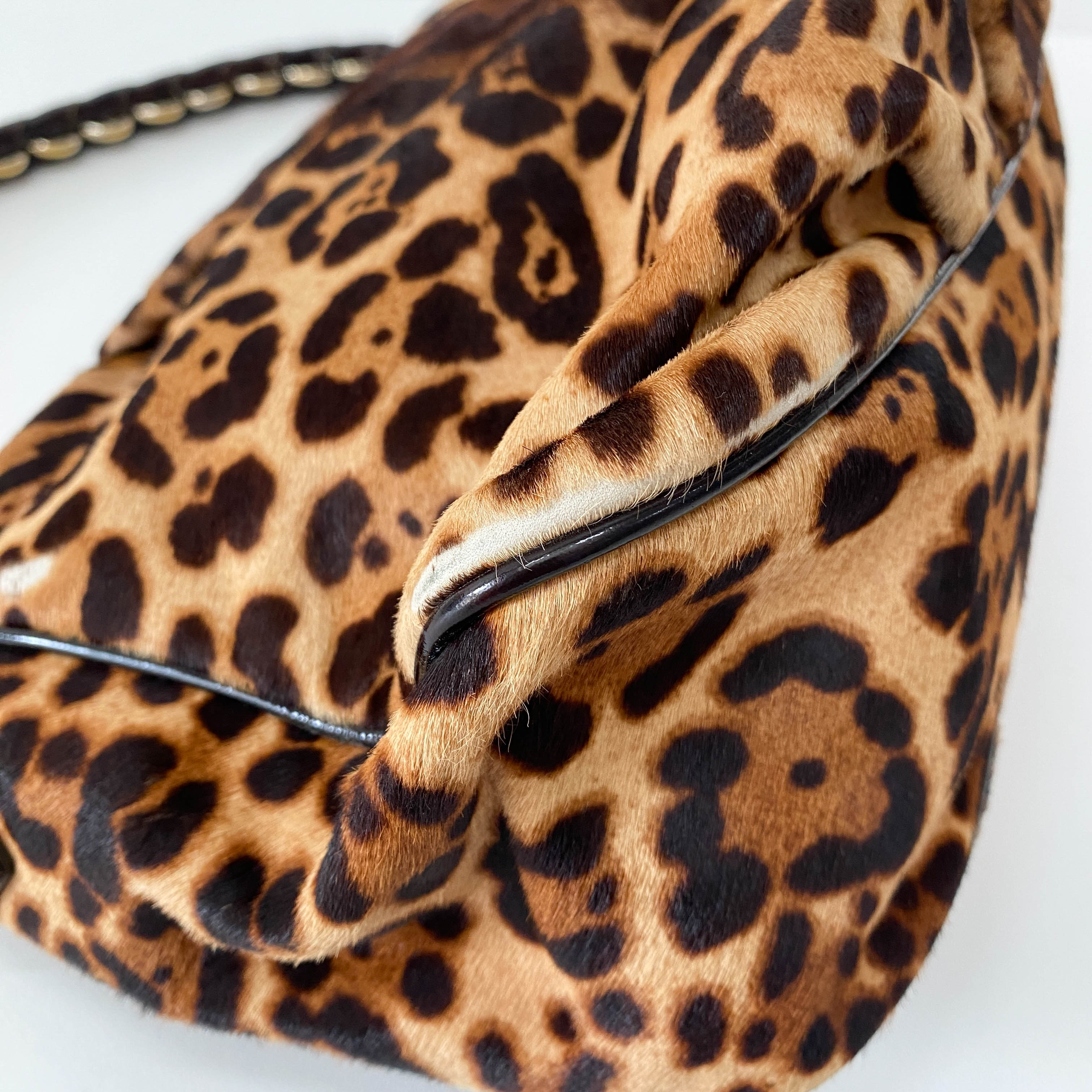 Big Mamma Baguette Leopard Pony Hair Shoulder Bag