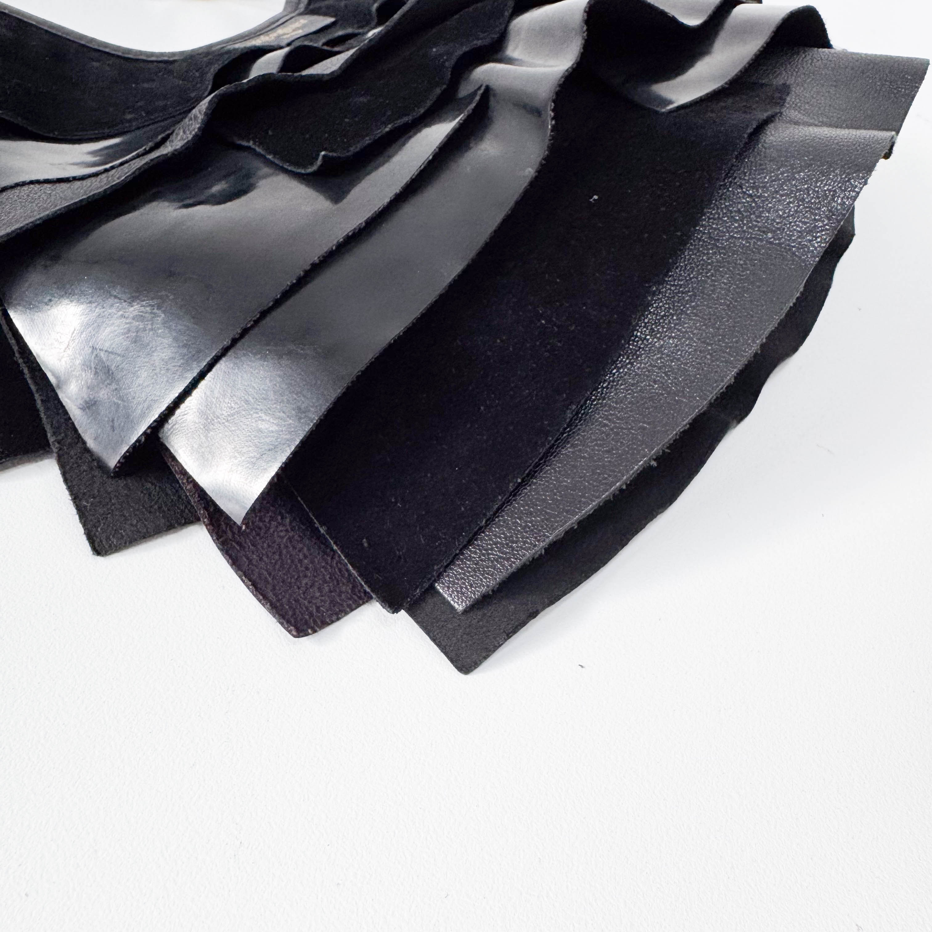 Saint-Tropez Black Leather/Patent Shoulder Bag