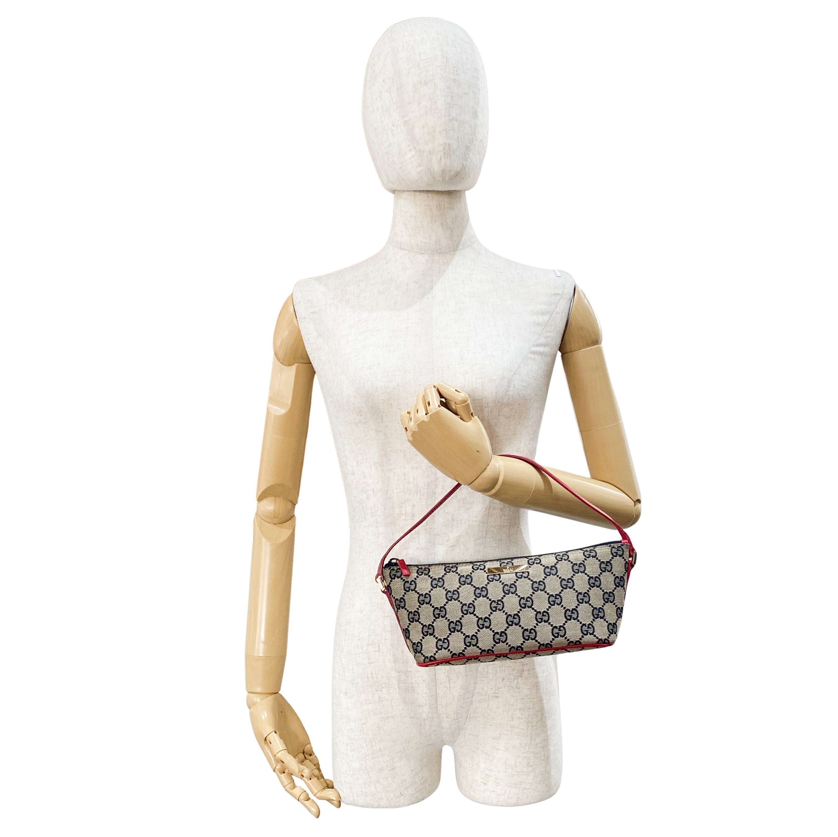 Boat Bag Red Leather GG Canvas Bag