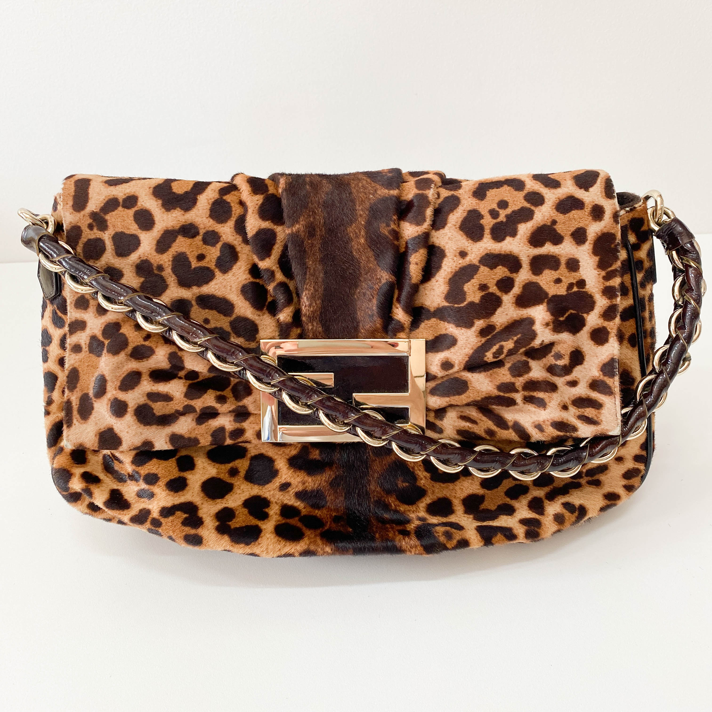Big Mamma Baguette Leopard Pony Hair Shoulder Bag