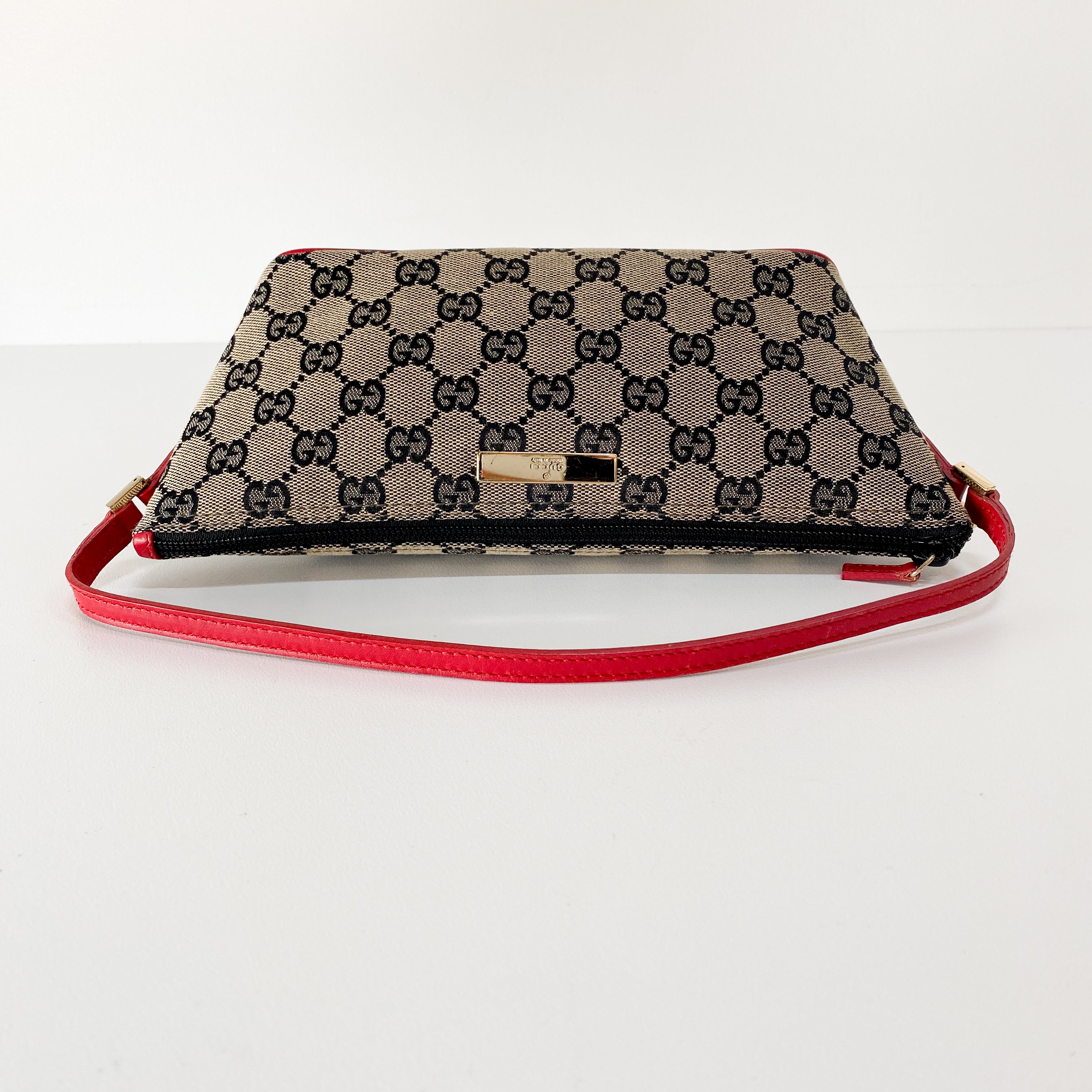 Boat Bag Red Leather GG Canvas Bag