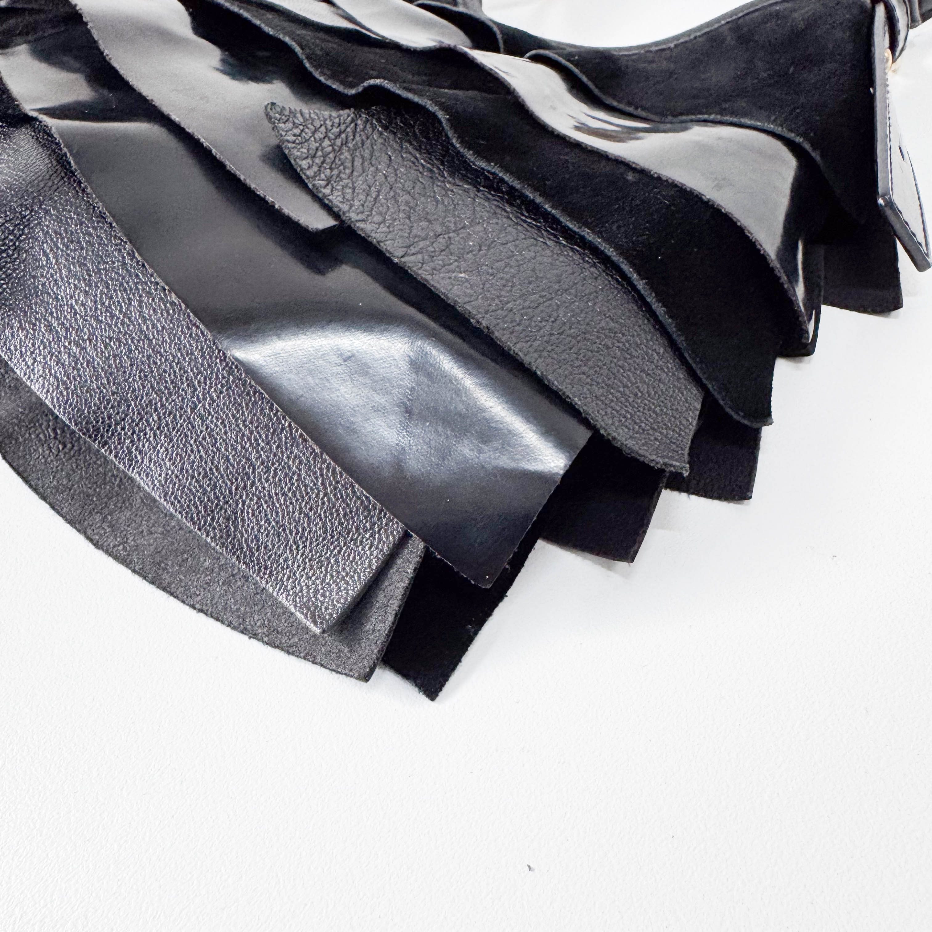 Saint-Tropez Black Leather/Patent Shoulder Bag