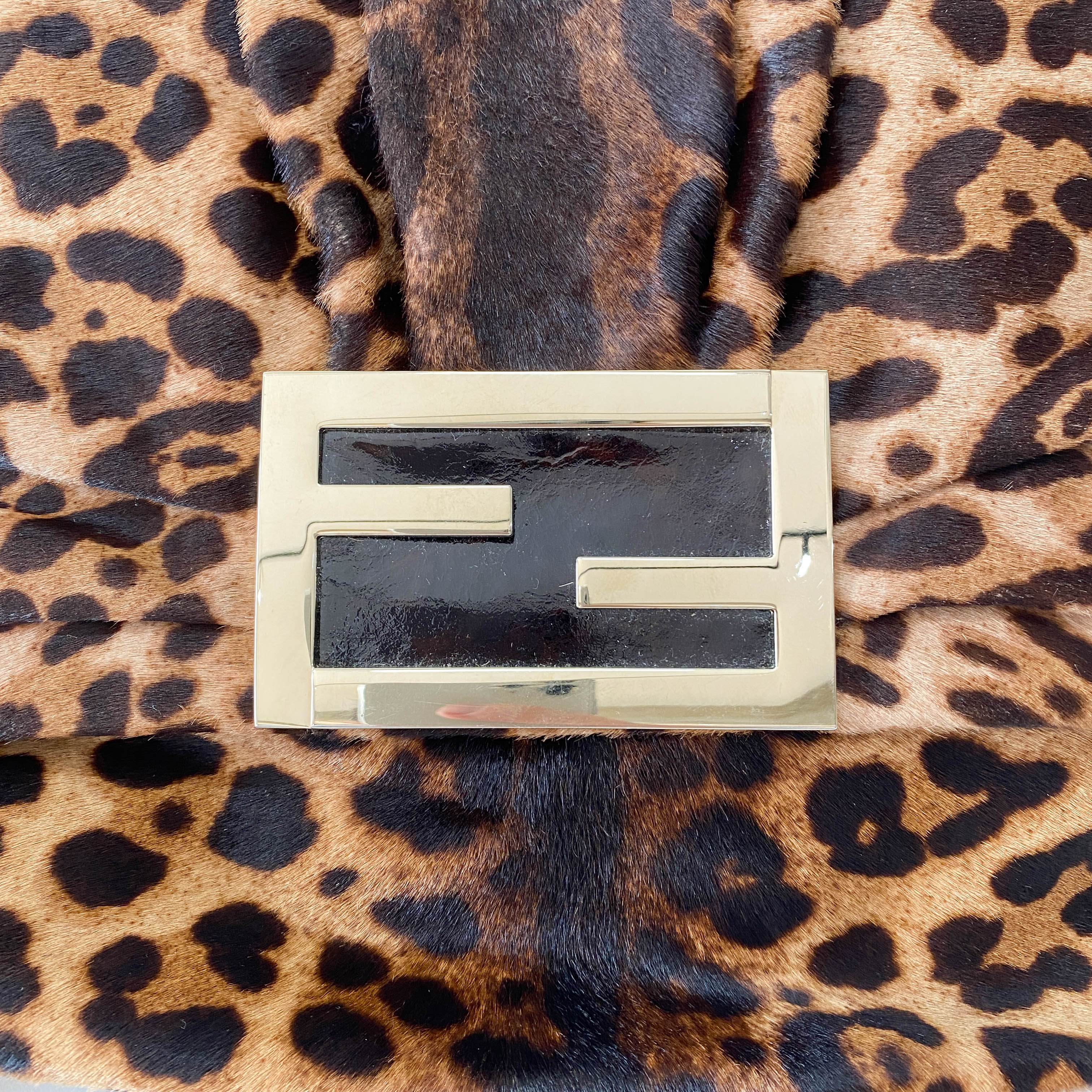 Big Mamma Baguette Leopard Pony Hair Shoulder Bag