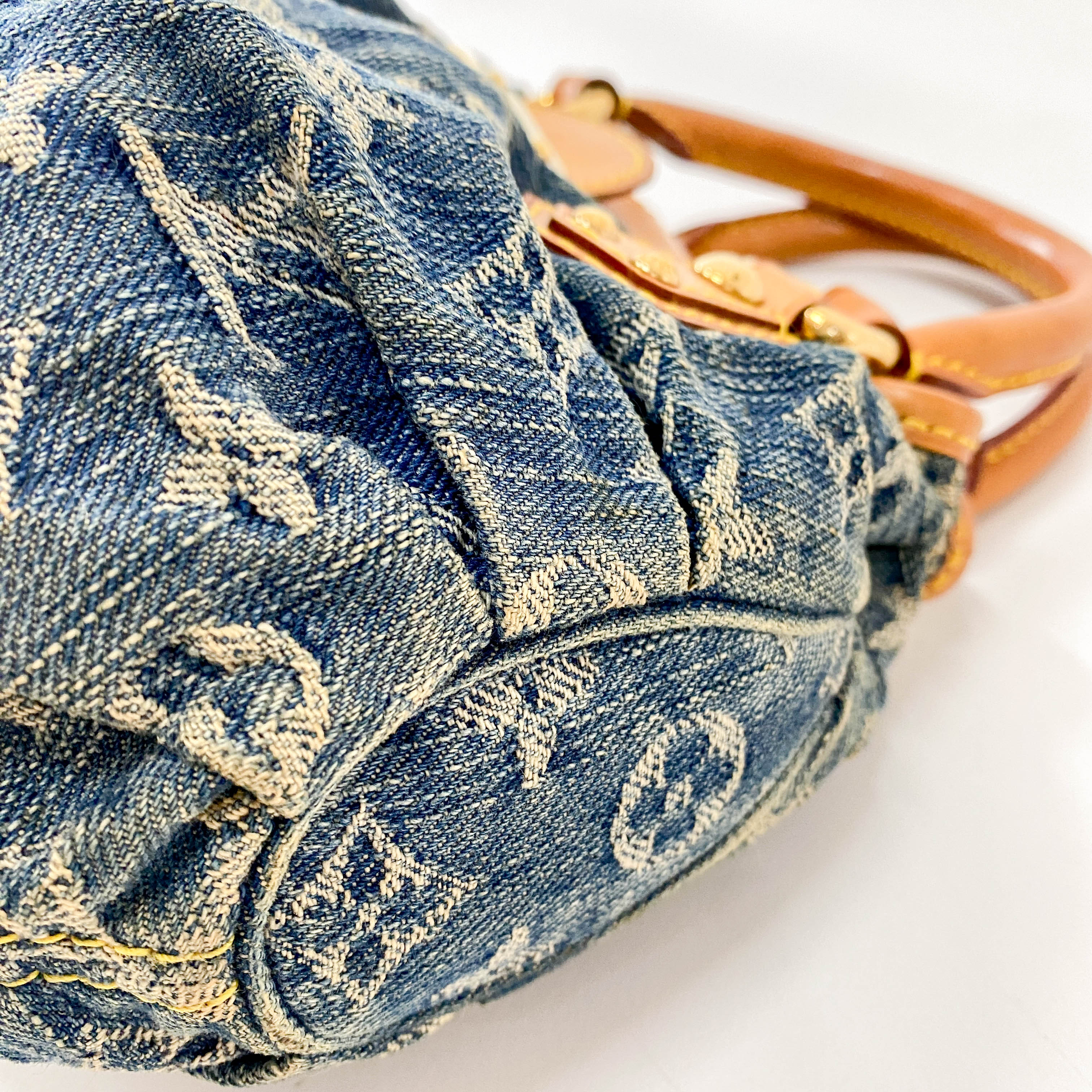 Blue Denim Monogram Pleaty Handbag