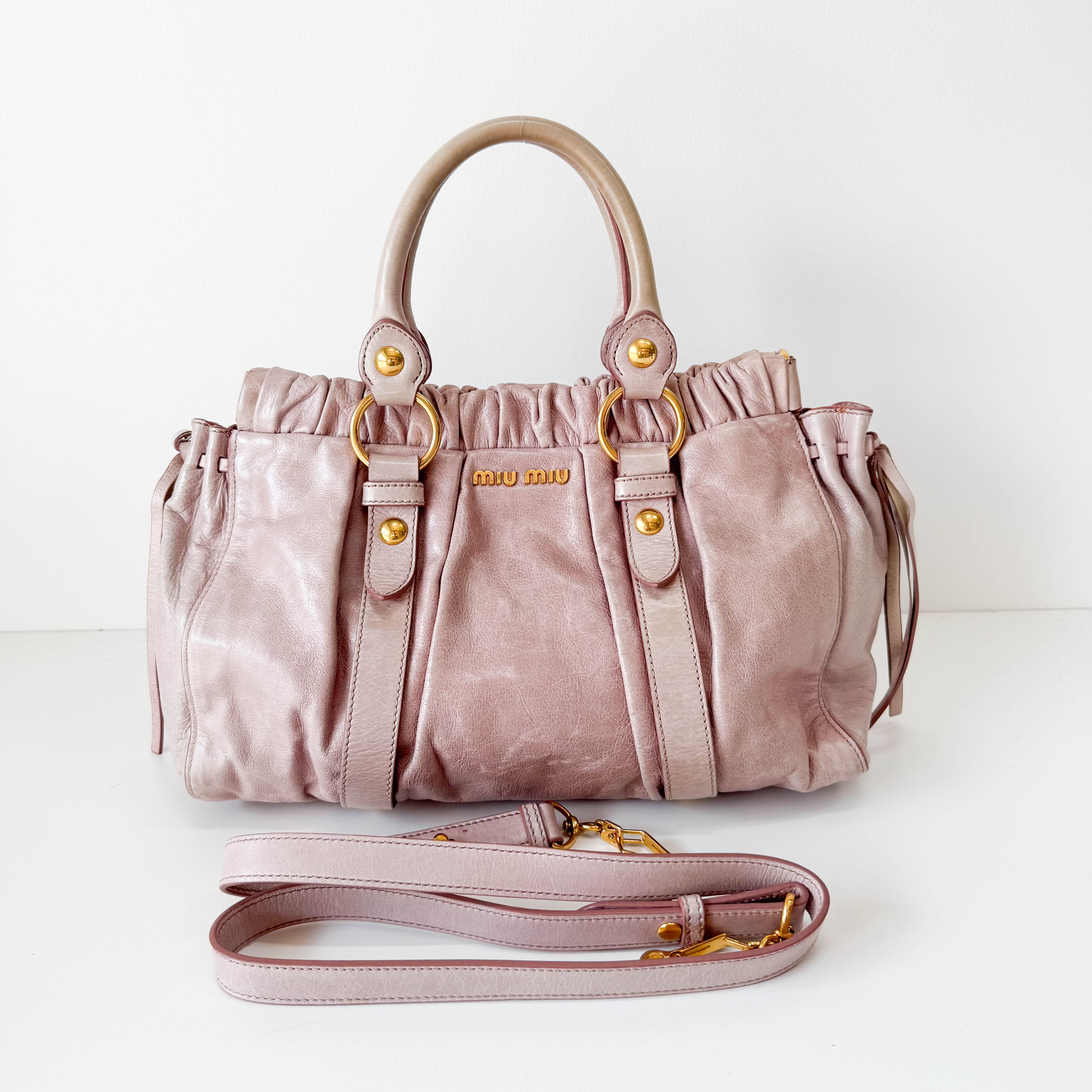 Vitello Bauletto Light Pink Leather Shoulder Bag