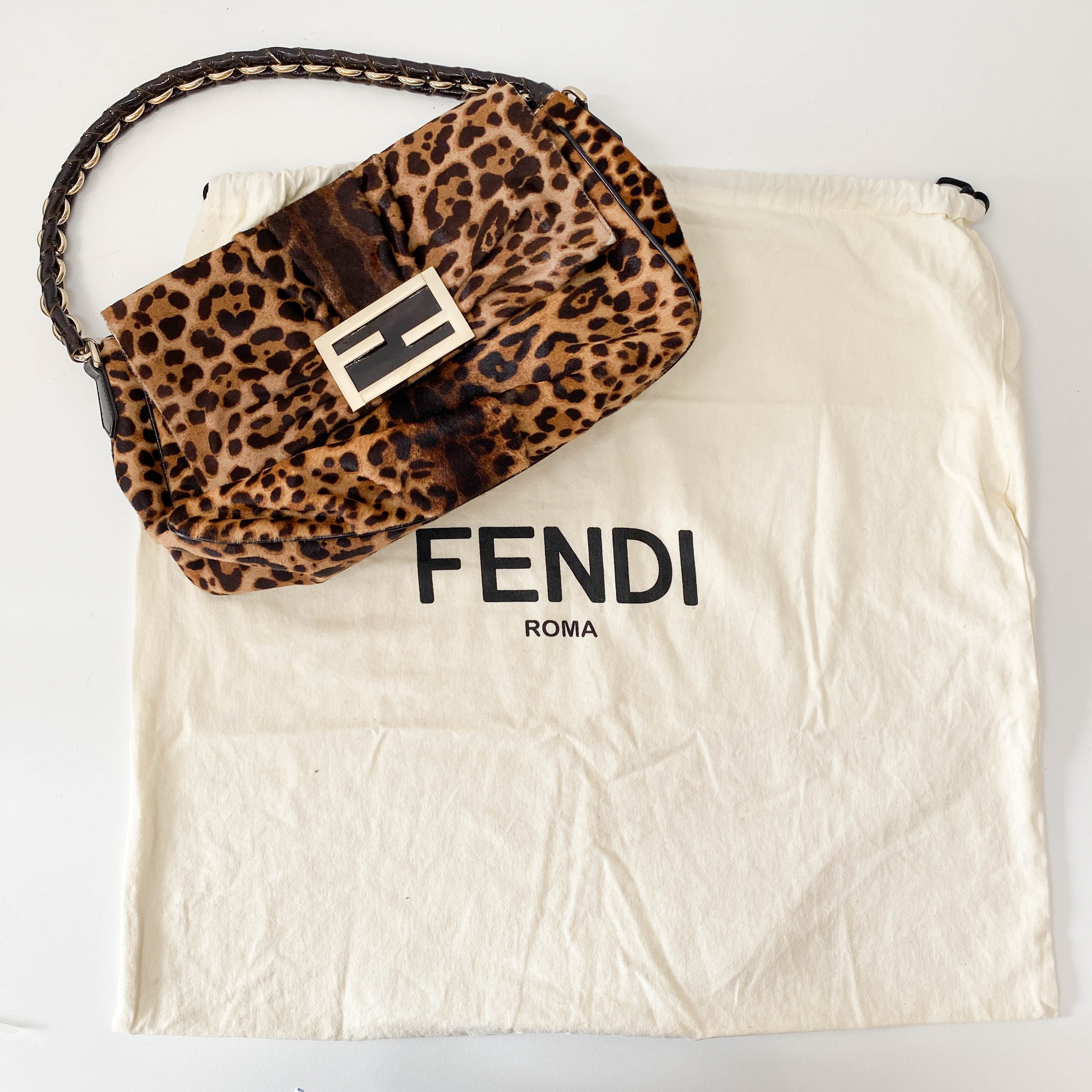 Big Mamma Baguette Leopard Pony Hair Shoulder Bag