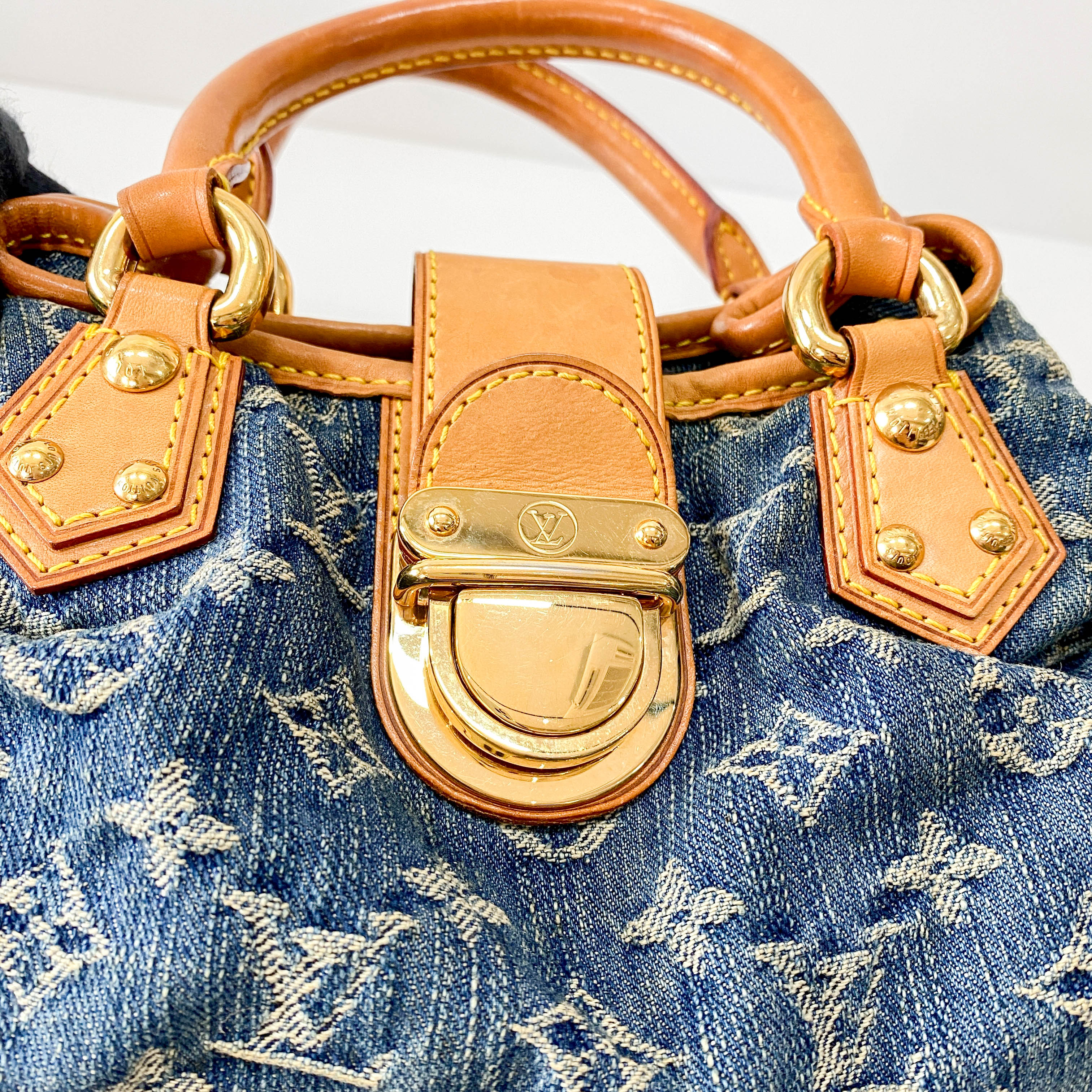 Blue Denim Monogram Pleaty Handbag