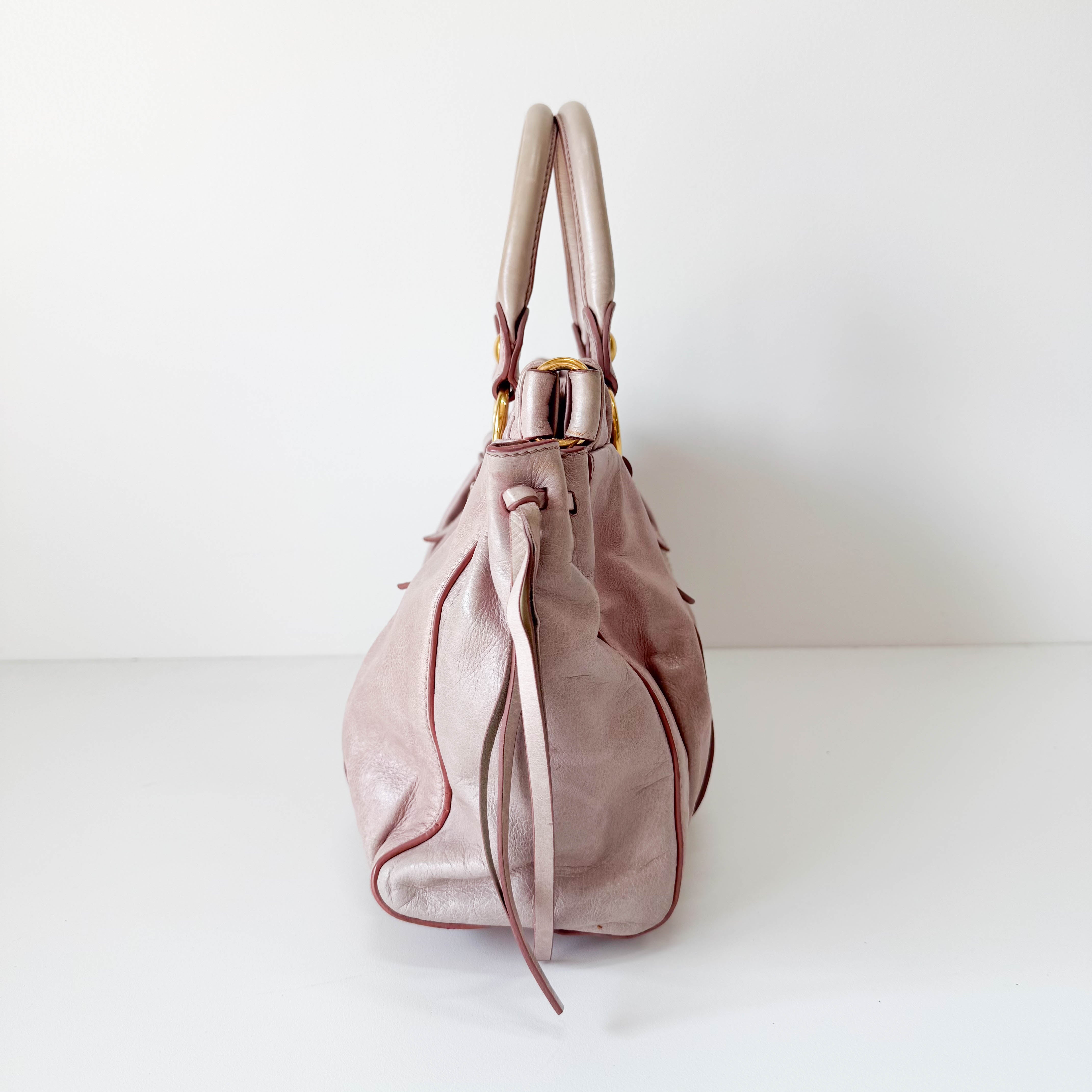 Vitello Bauletto Light Pink Leather Shoulder Bag