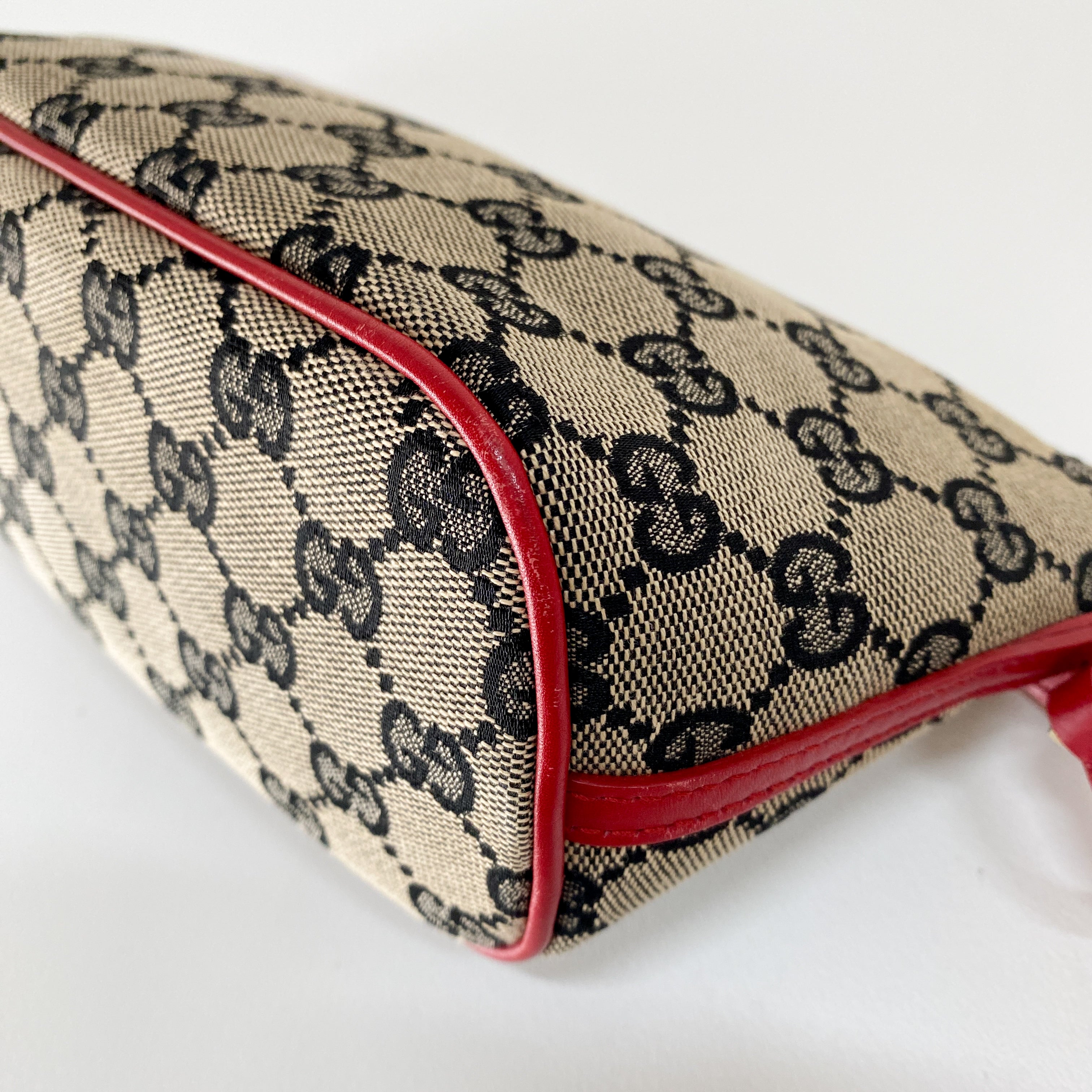 Boat Bag Red Leather GG Canvas Bag