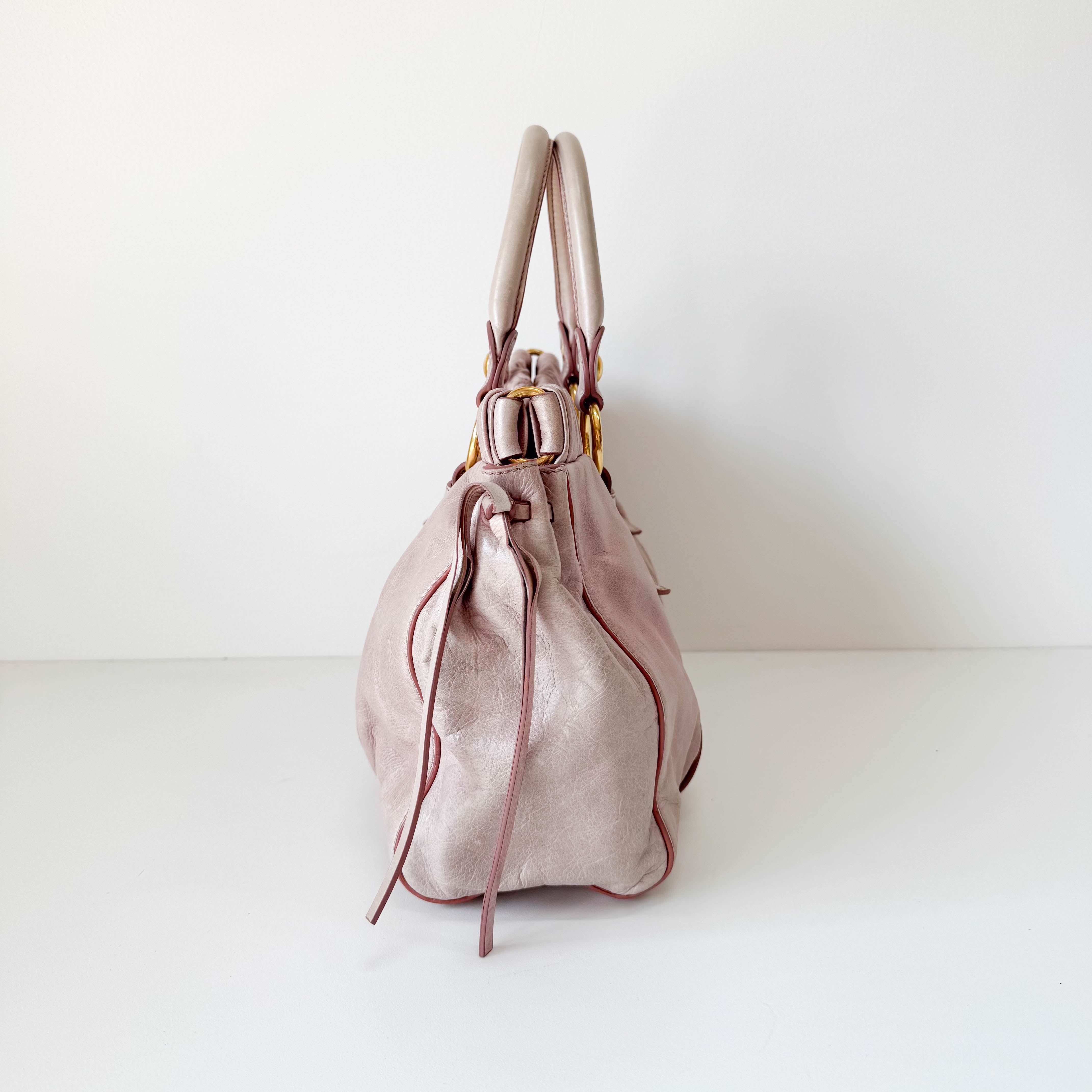 Vitello Bauletto Light Pink Leather Shoulder Bag
