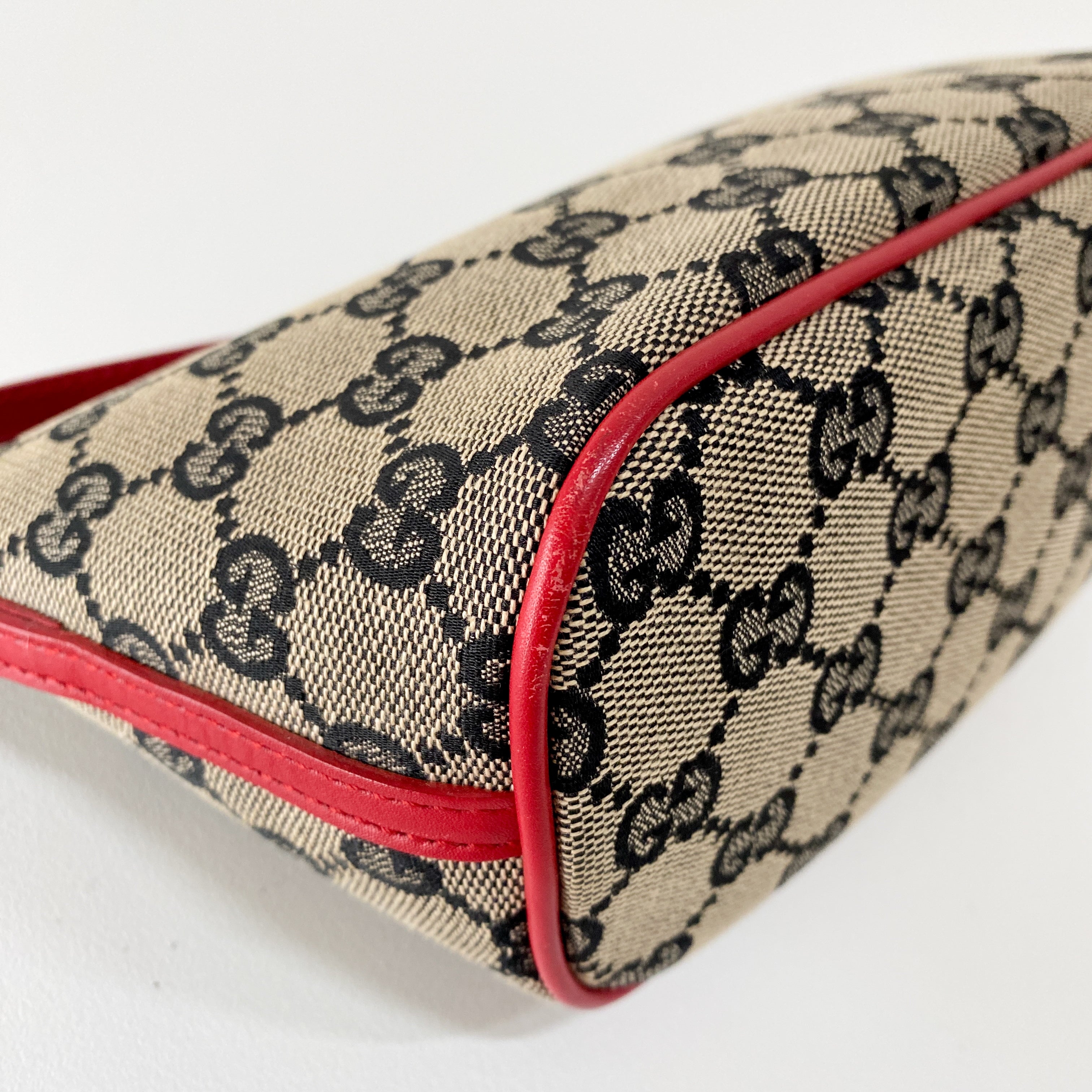 Boat Bag Red Leather GG Canvas Bag