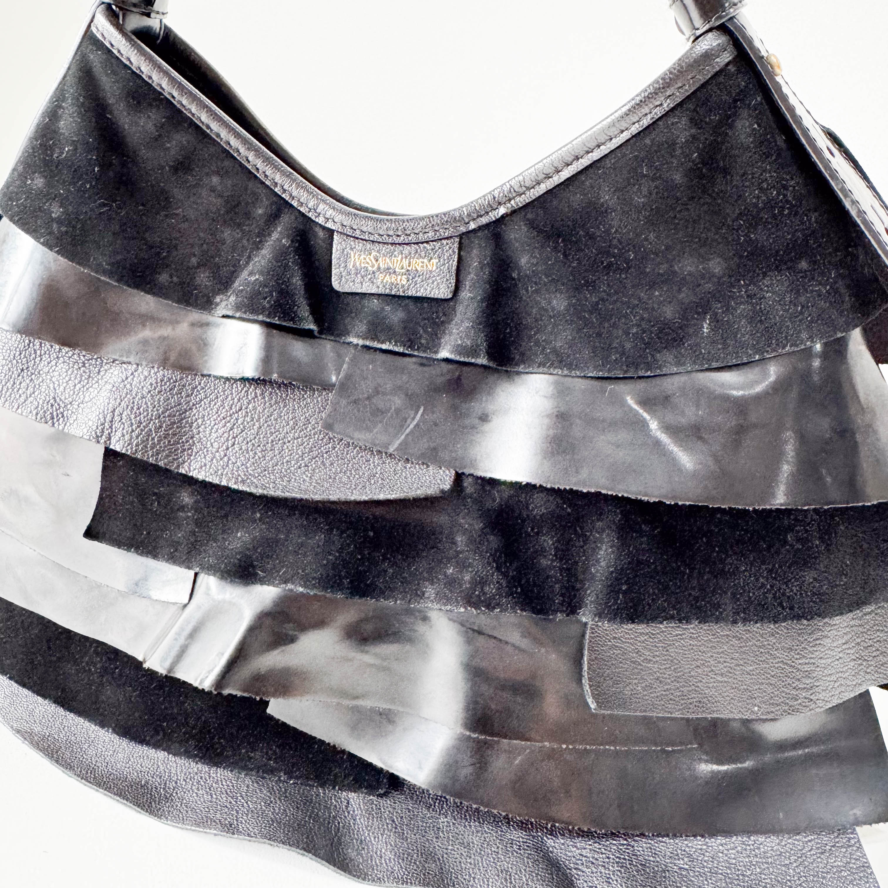 Saint-Tropez Black Leather/Patent Shoulder Bag