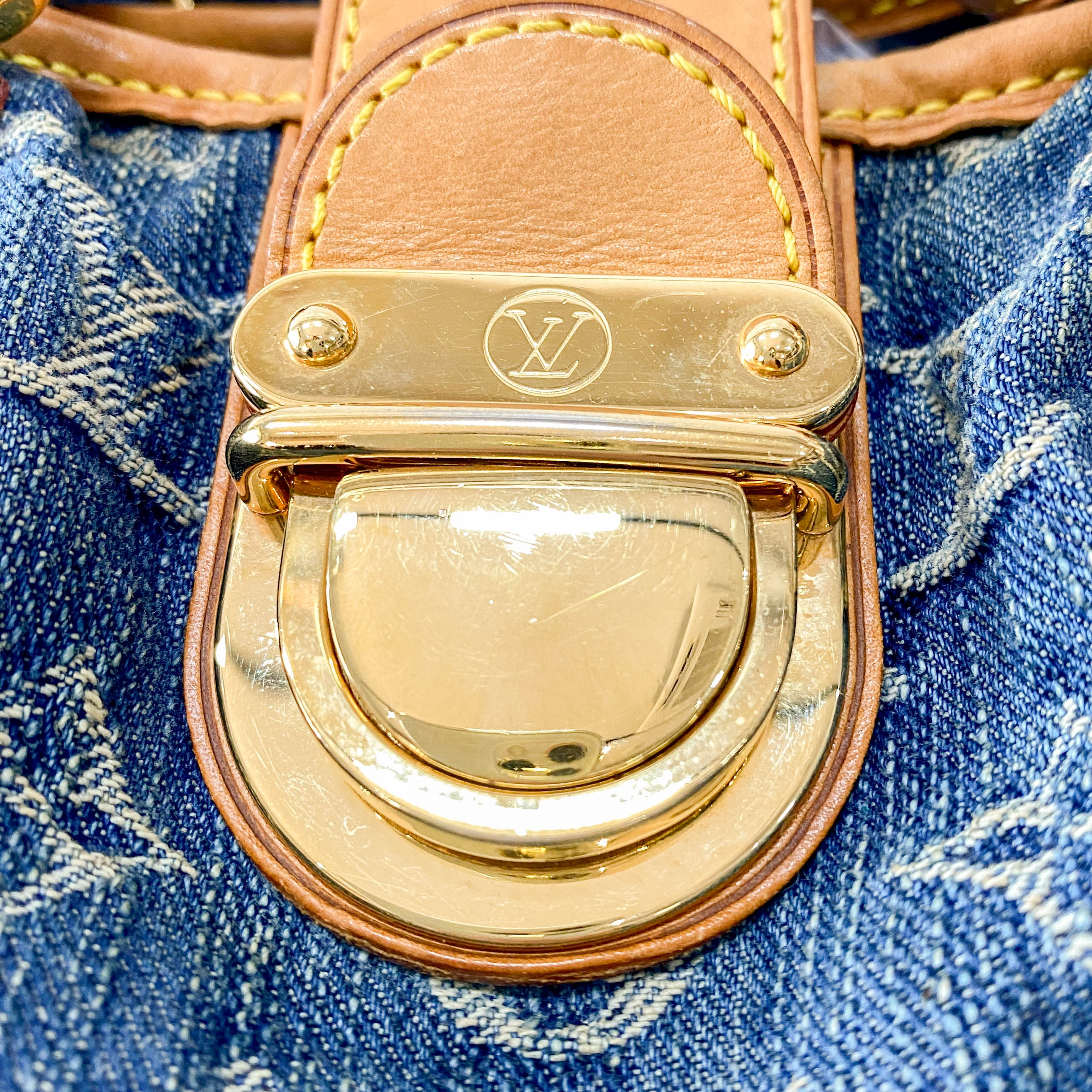 Blue Denim Monogram Pleaty Handbag