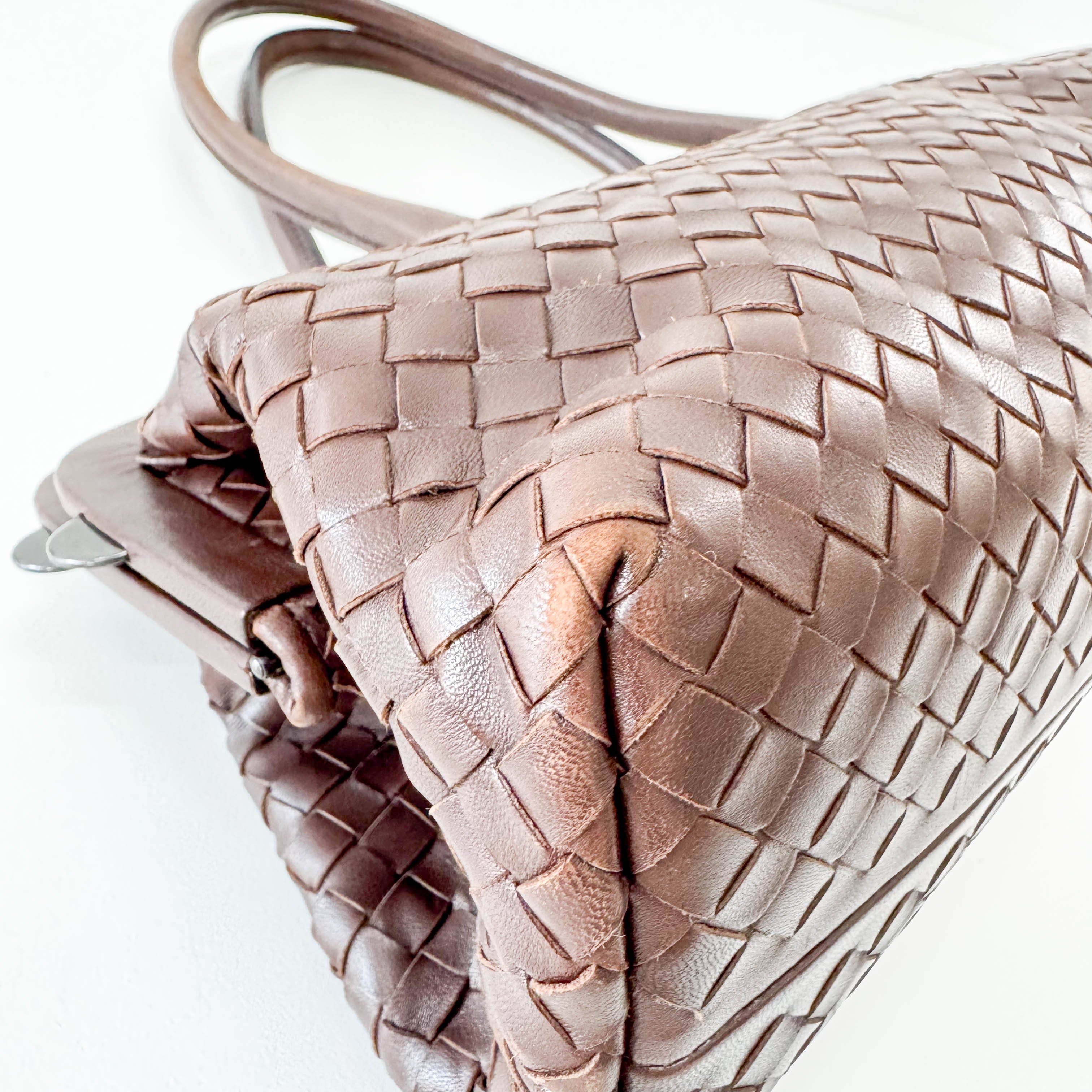 Y2K Intrecciato Brown Leather Shoulder Bag