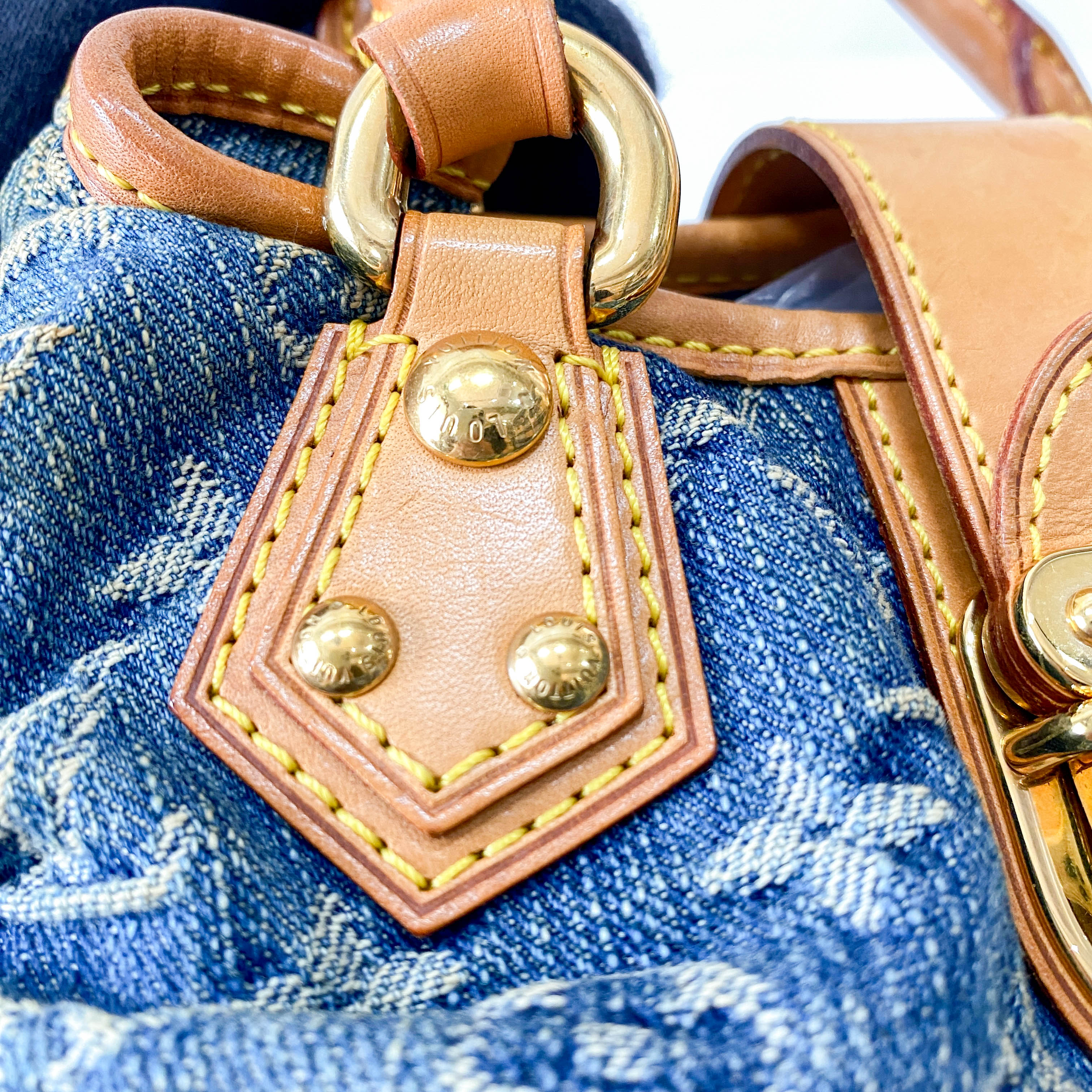 Blue Denim Monogram Pleaty Handbag