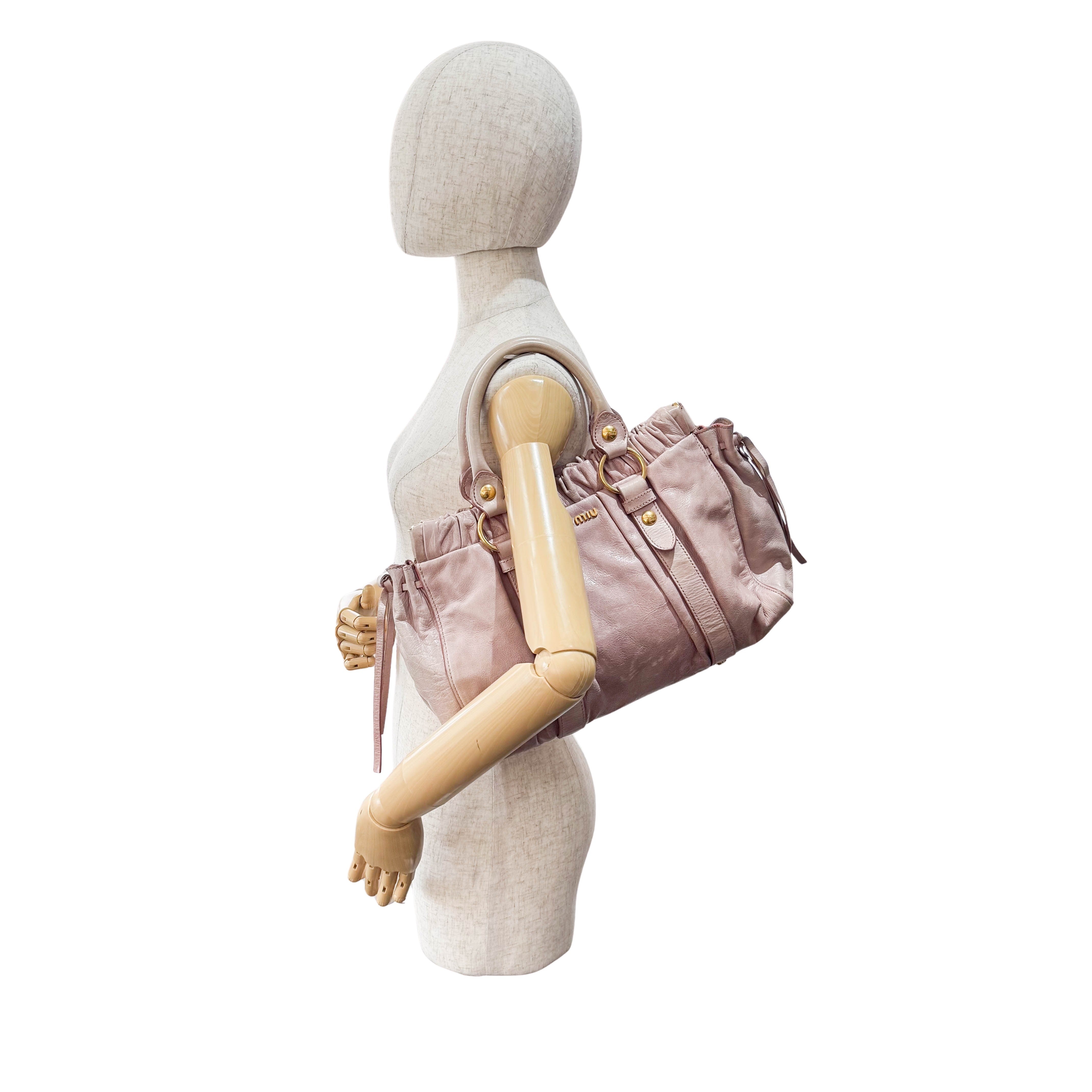 Vitello Bauletto Light Pink Leather Shoulder Bag