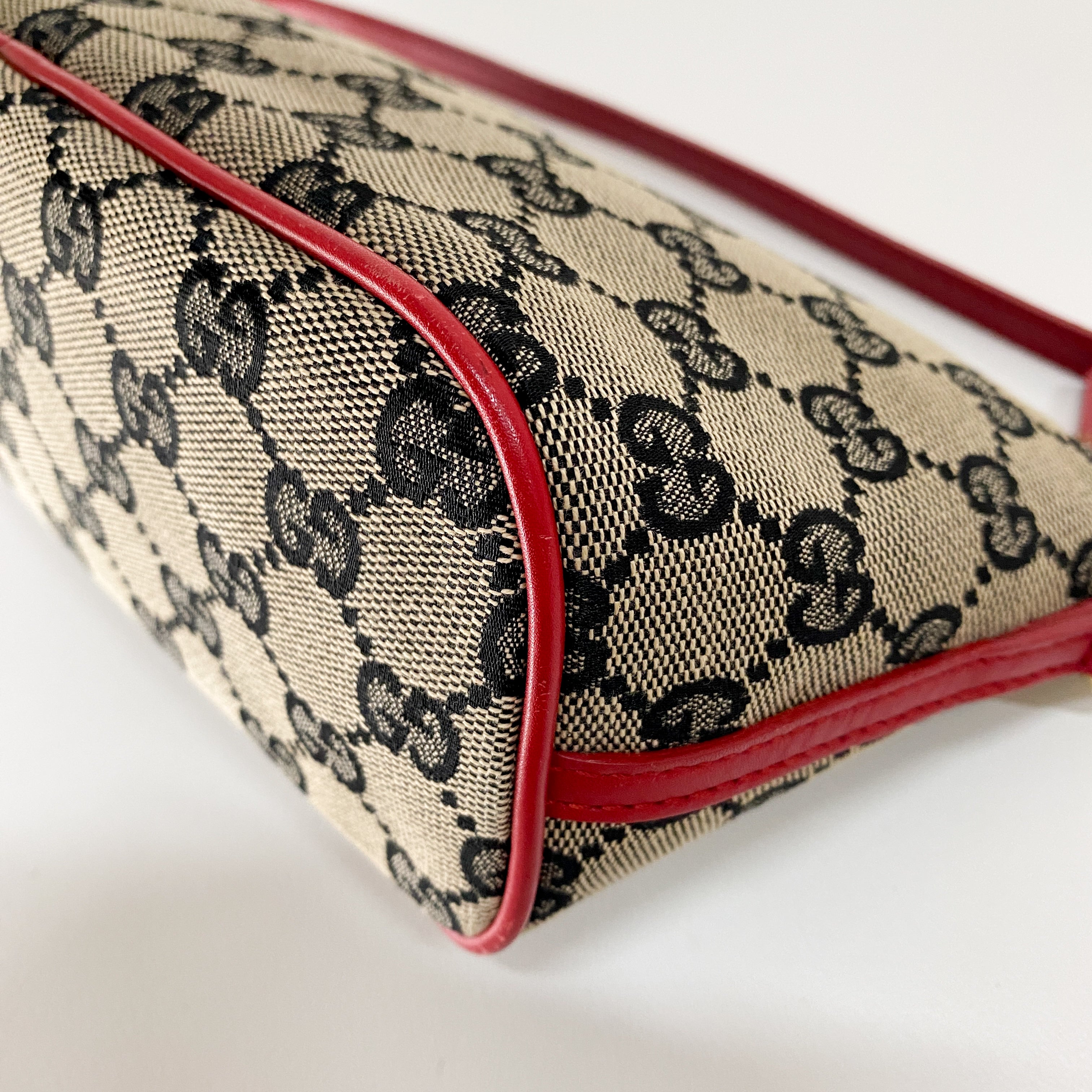 Boat Bag Red Leather GG Canvas Bag