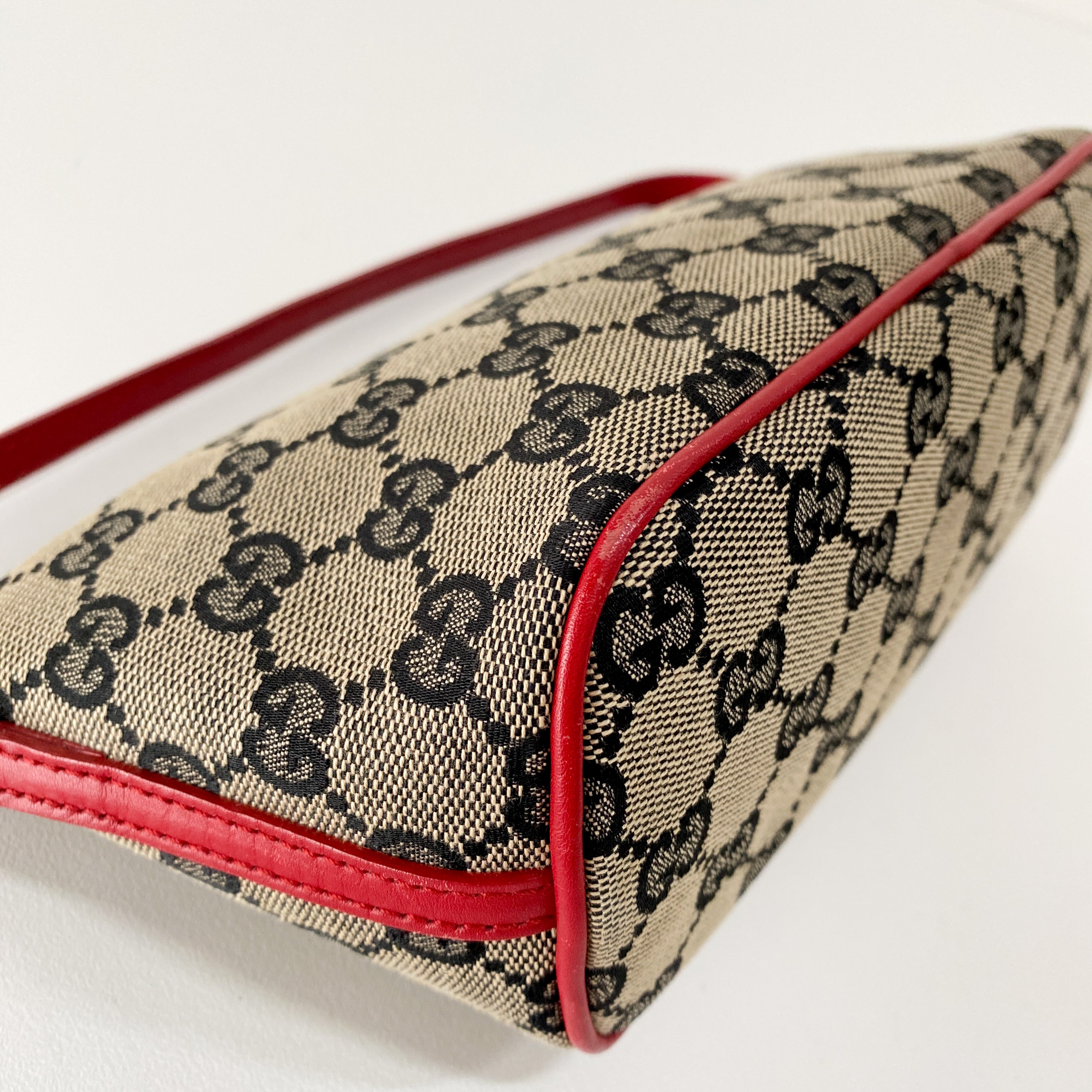 Boat Bag Red Leather GG Canvas Bag