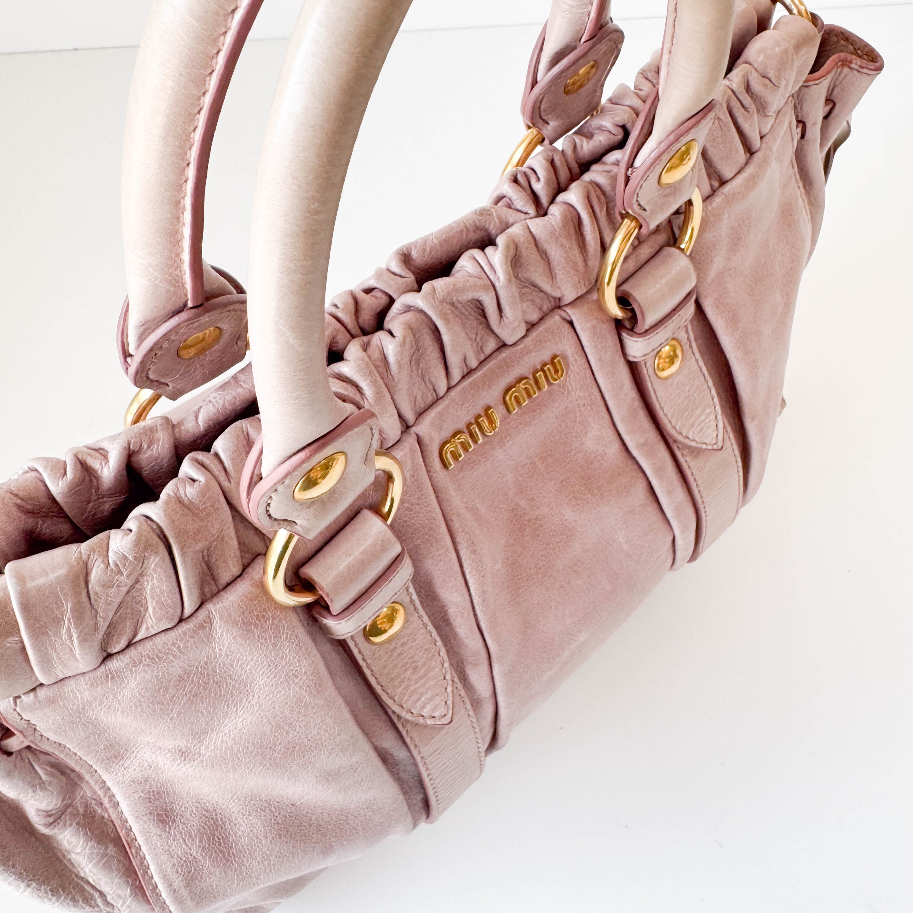 Vitello Bauletto Light Pink Leather Shoulder Bag