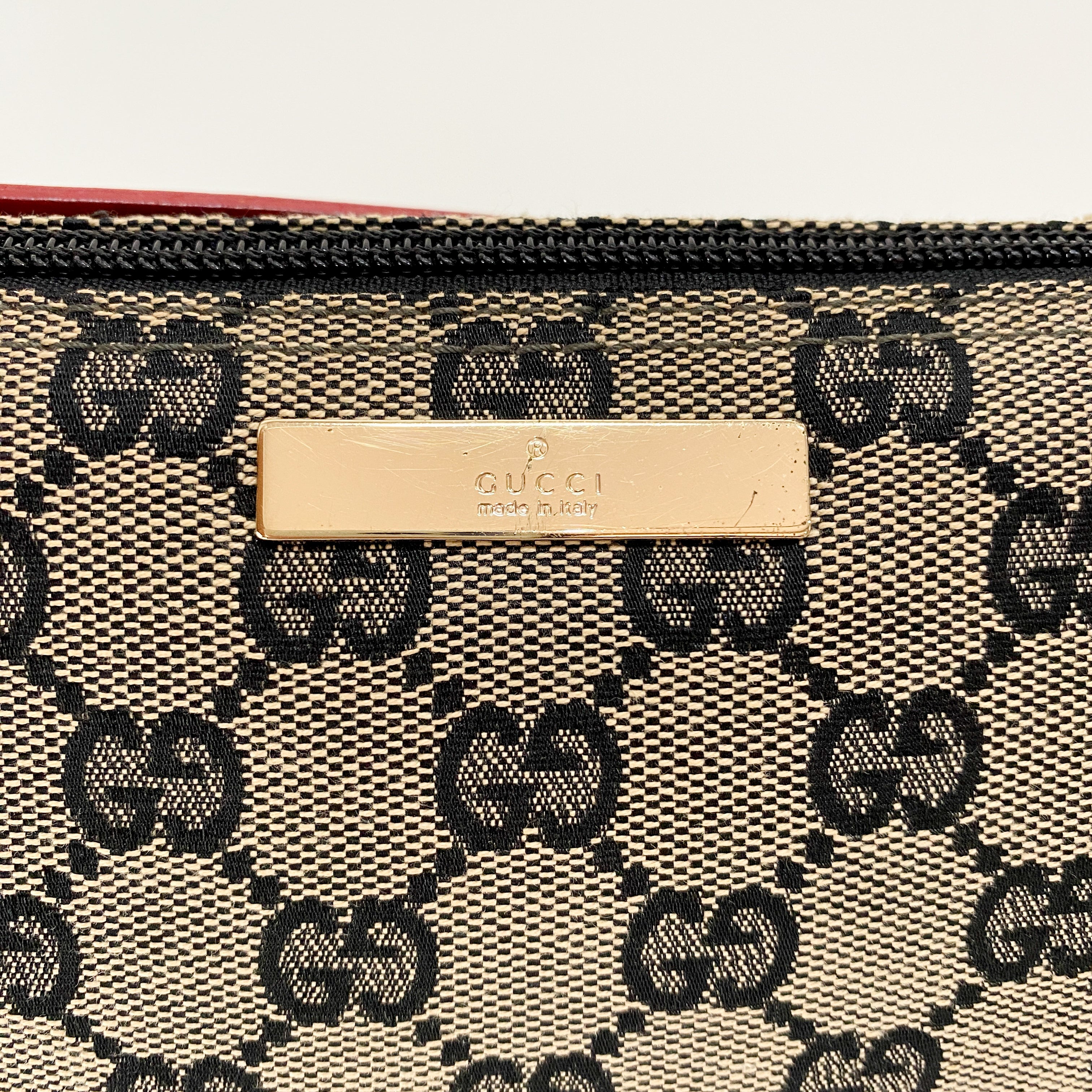 Boat Bag Red Leather GG Canvas Bag