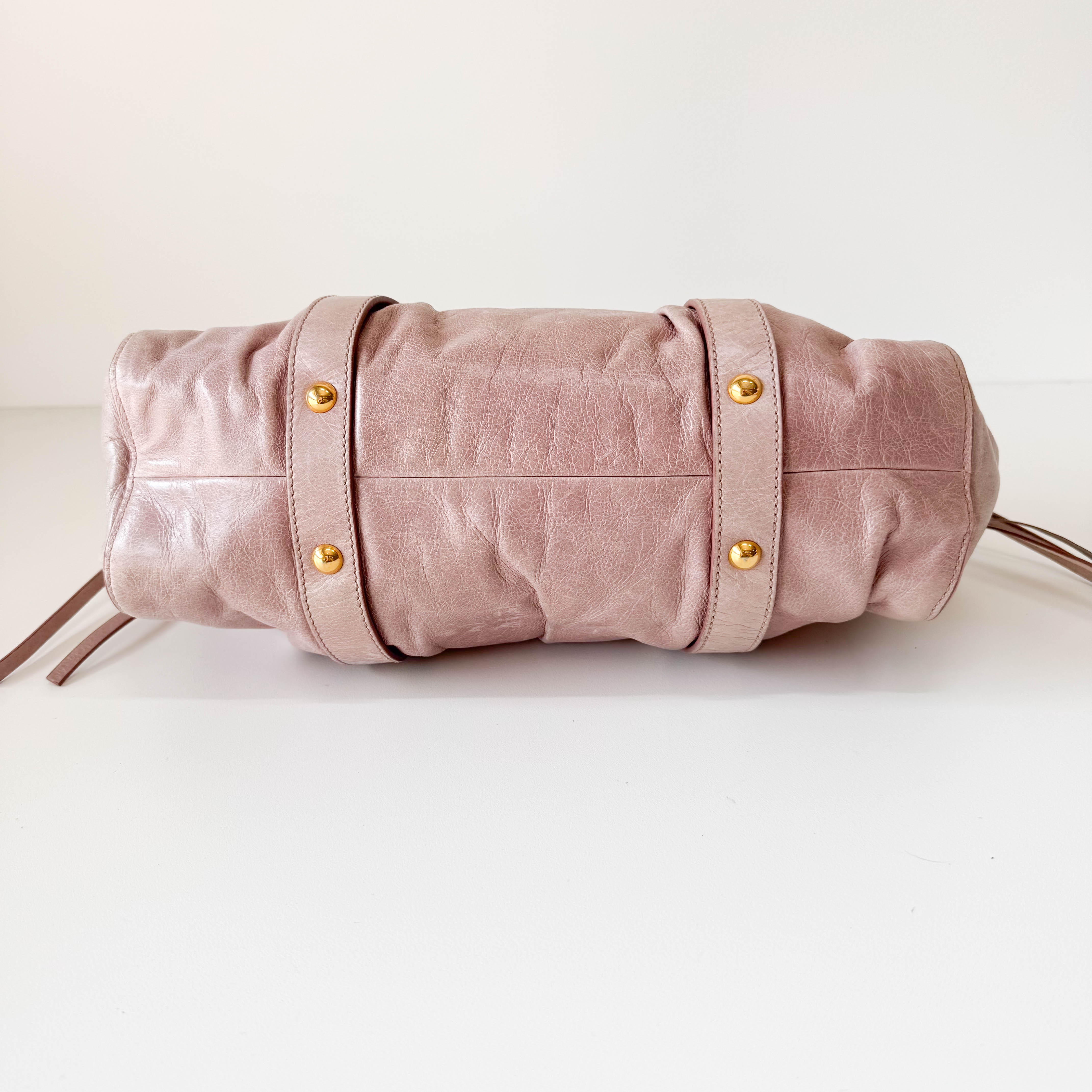 Vitello Bauletto Light Pink Leather Shoulder Bag