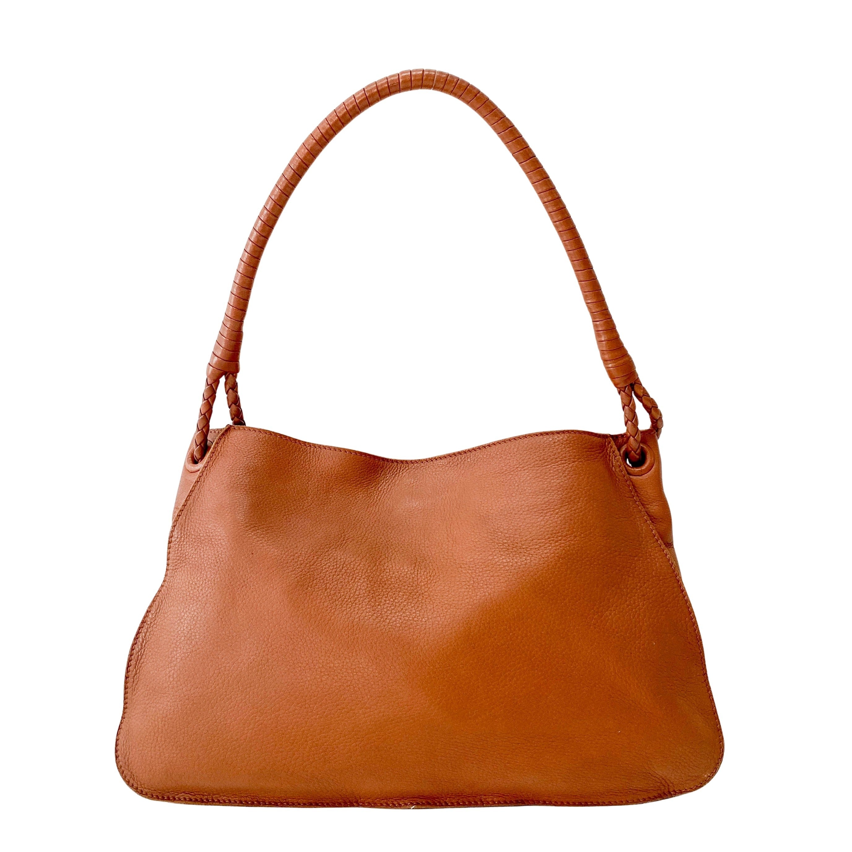 Caramel Brown Leather Shoulder Bag