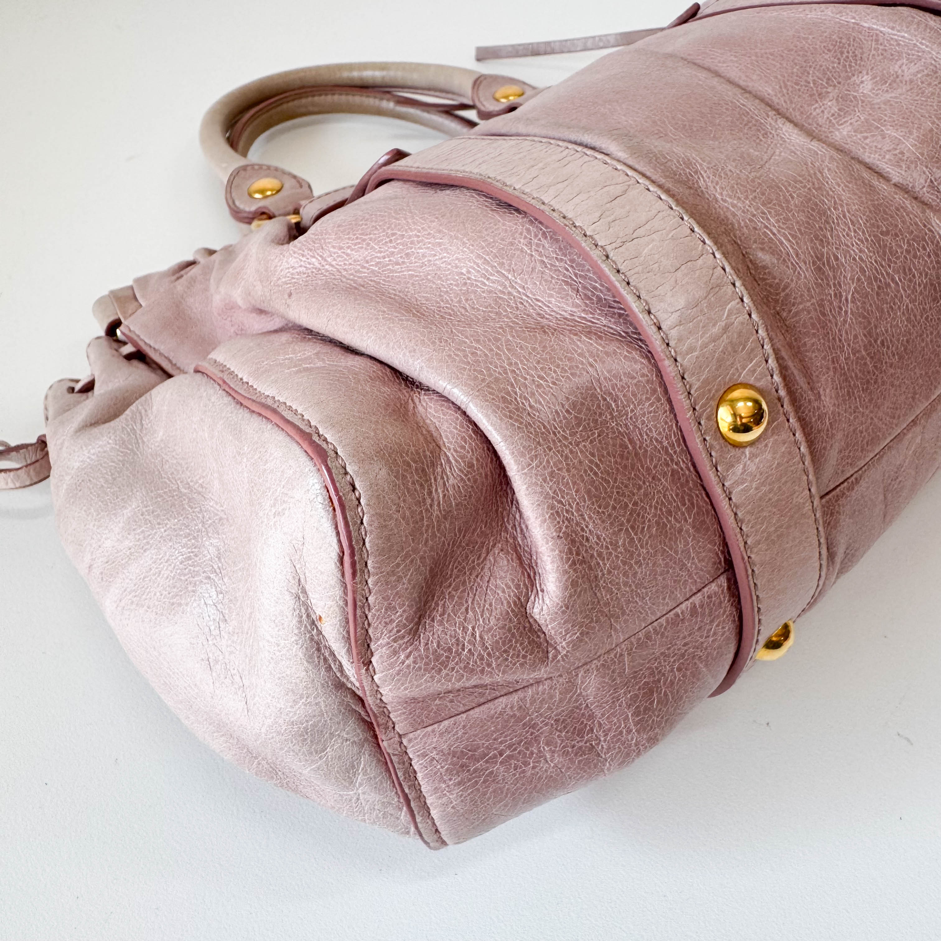 Vitello Bauletto Light Pink Leather Shoulder Bag