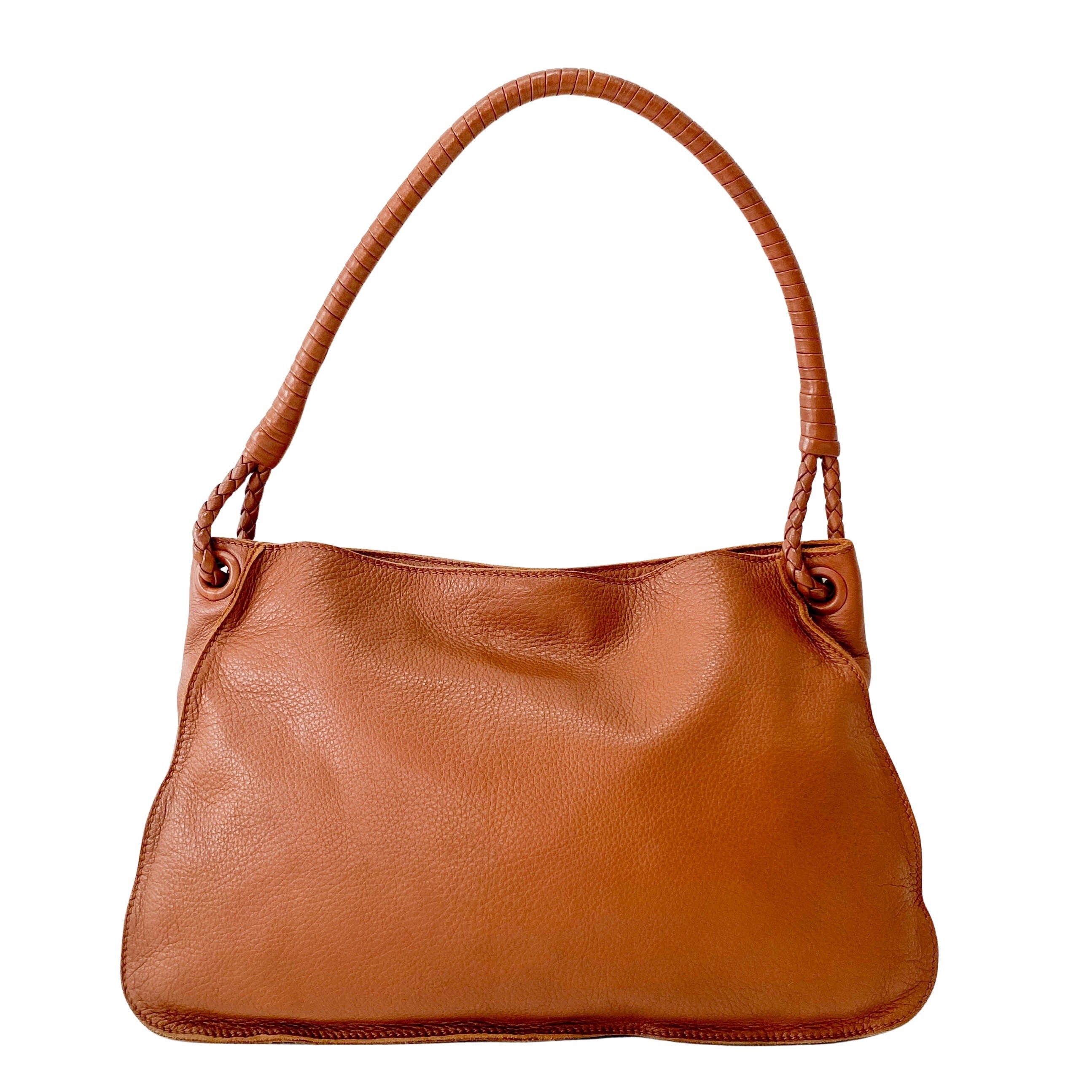 Caramel Brown Leather Shoulder Bag