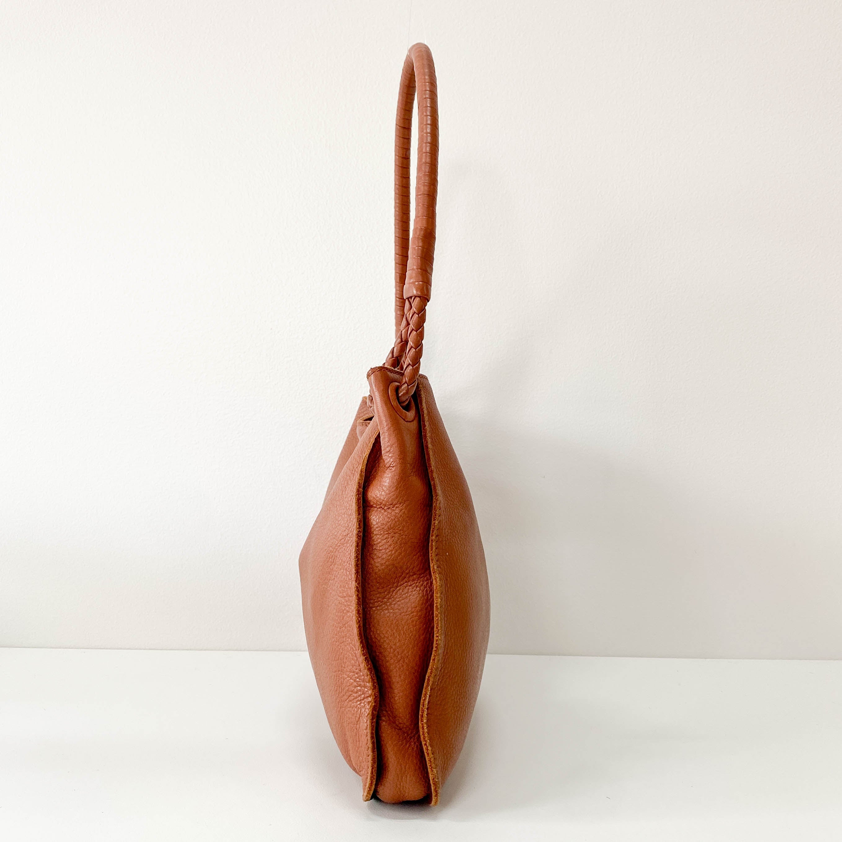 Caramel Brown Leather Shoulder Bag