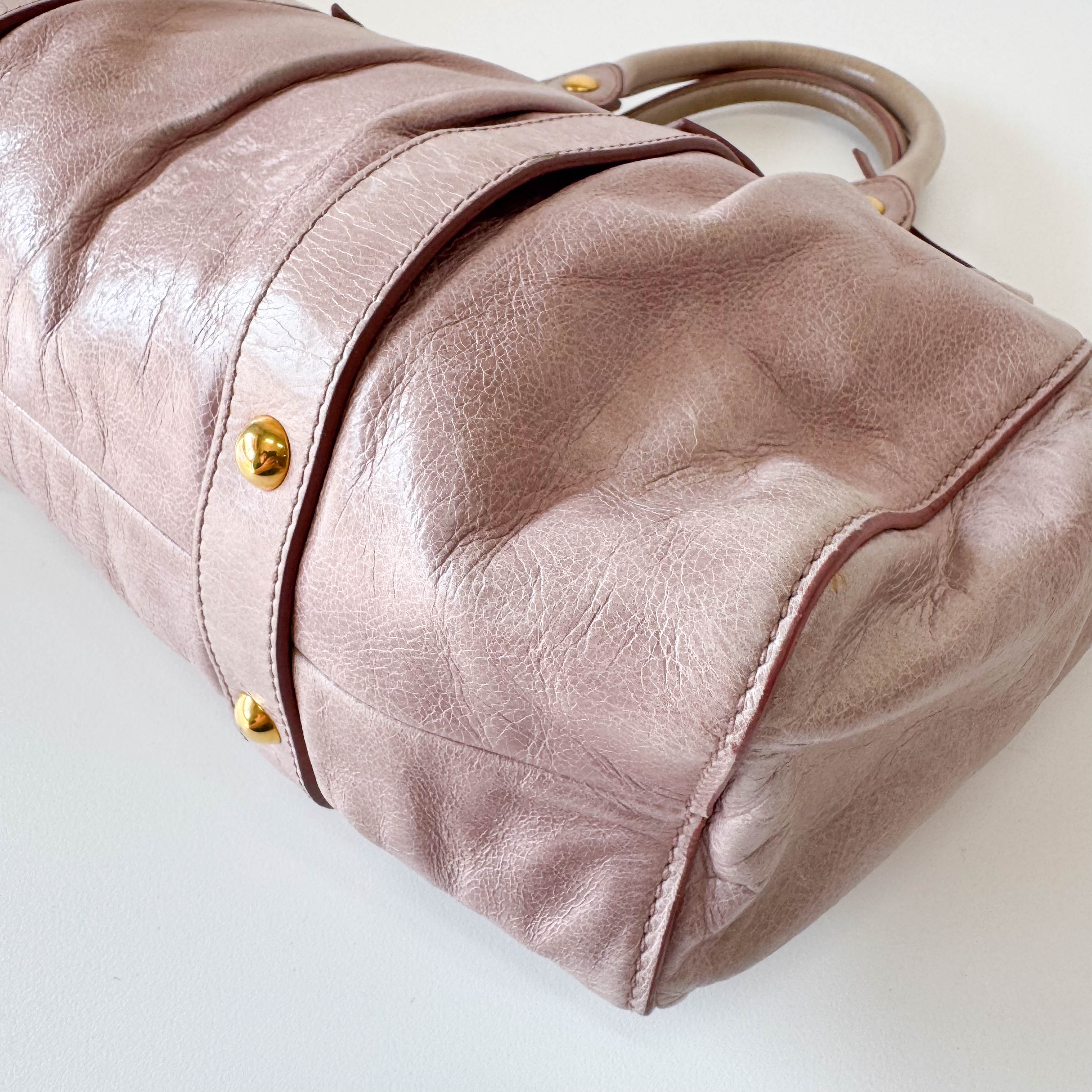 Vitello Bauletto Light Pink Leather Shoulder Bag