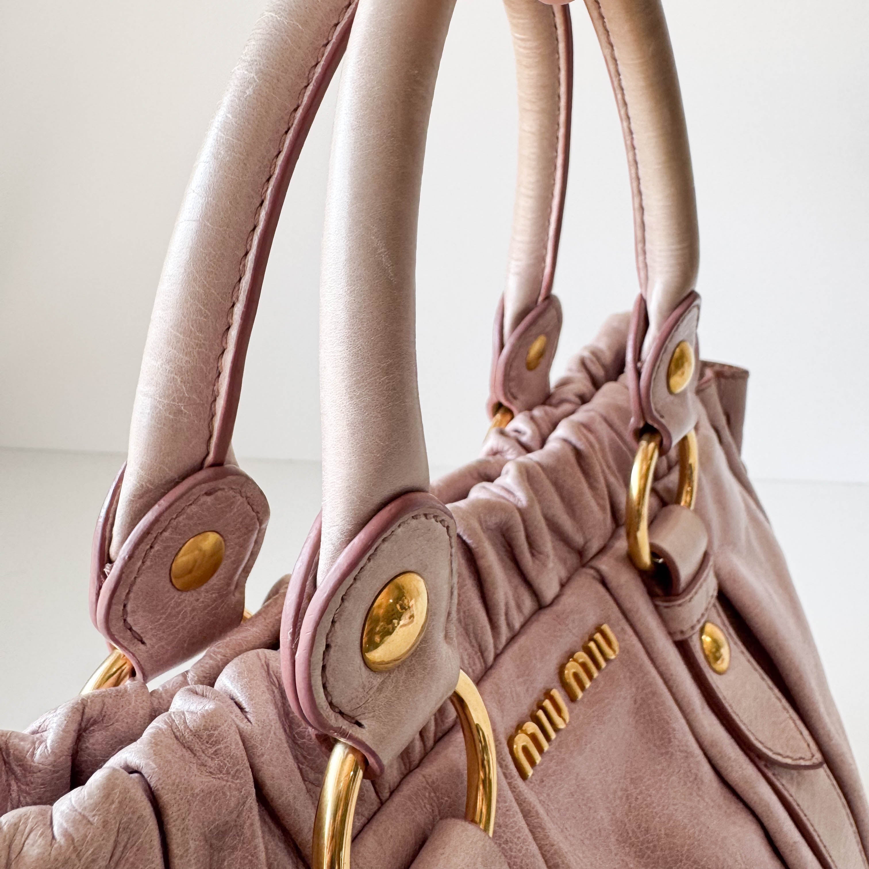 Vitello Bauletto Light Pink Leather Shoulder Bag