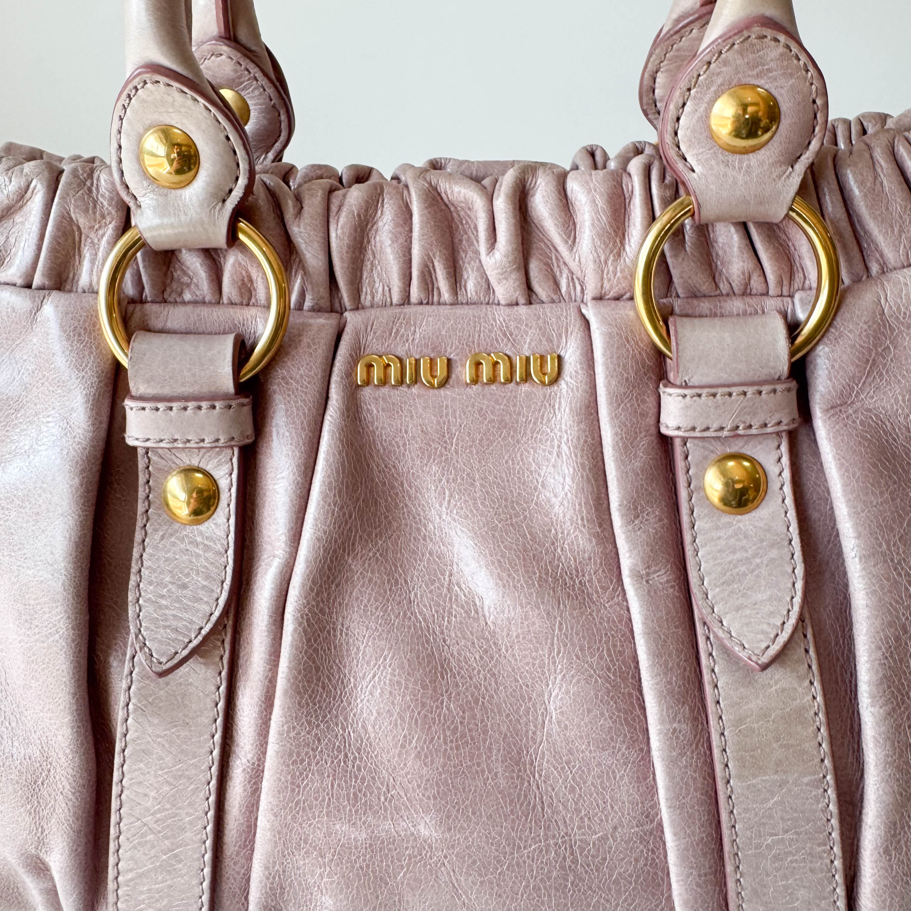Vitello Bauletto Light Pink Leather Shoulder Bag