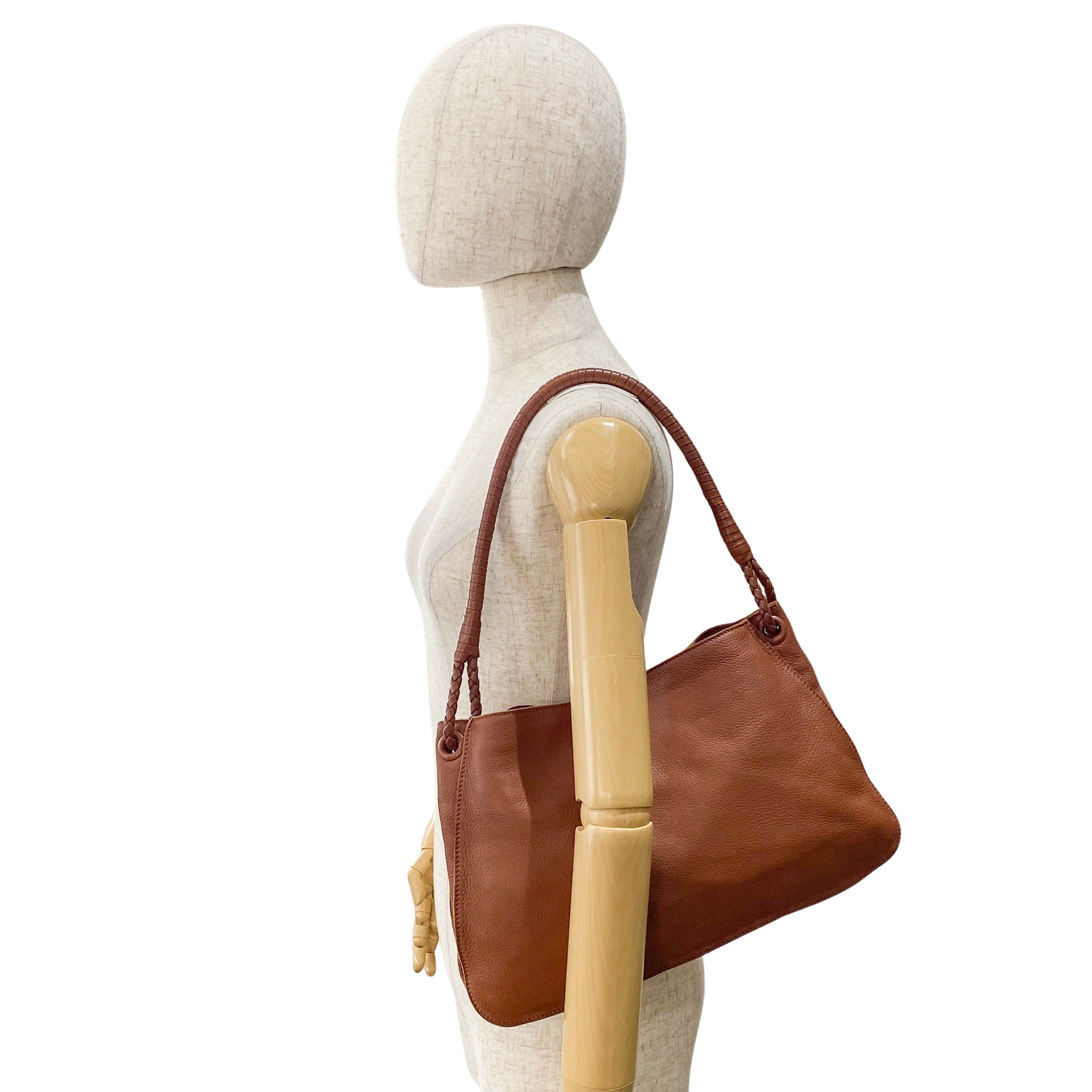 Caramel Brown Leather Shoulder Bag