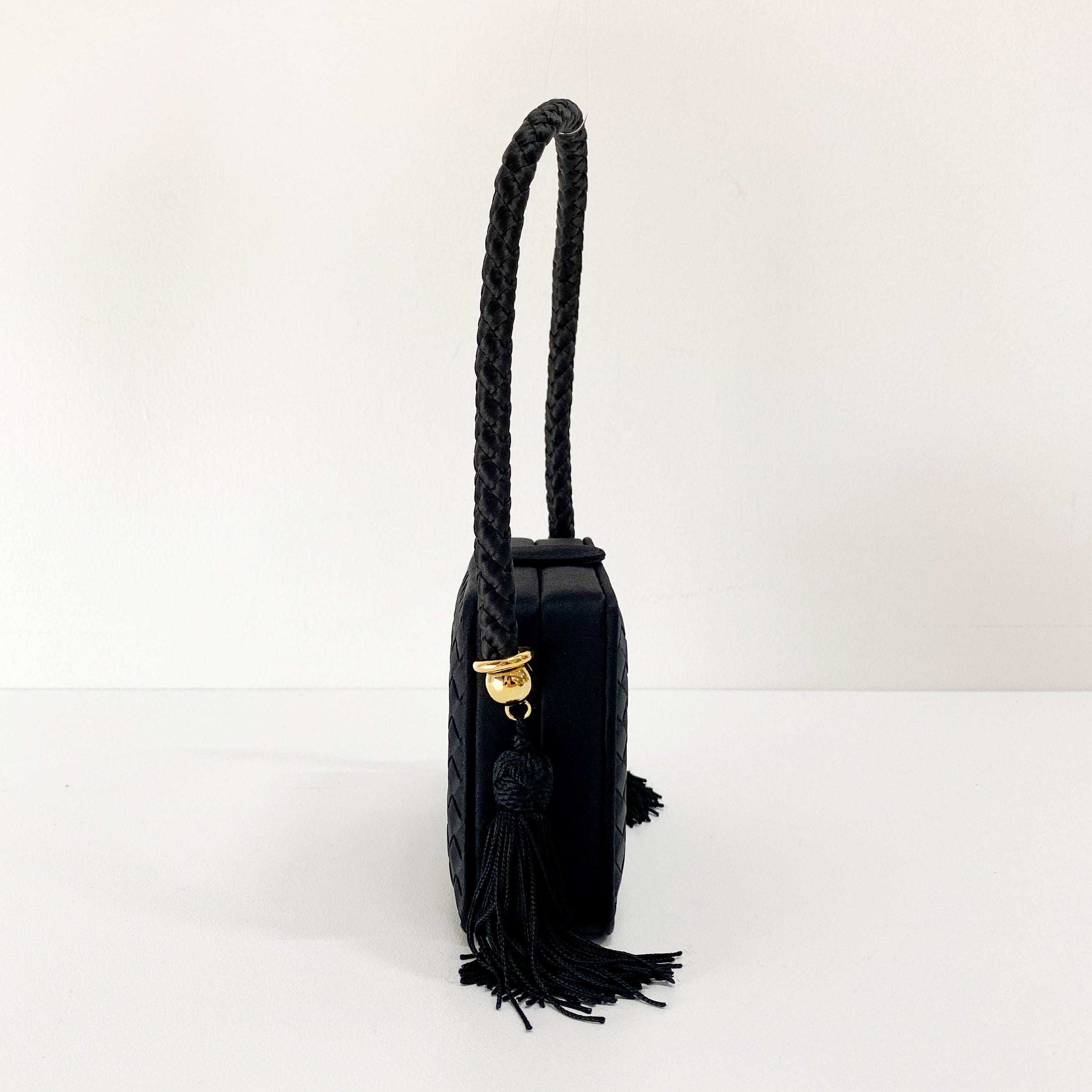 Intrecciatto Black Satin with Tassels
