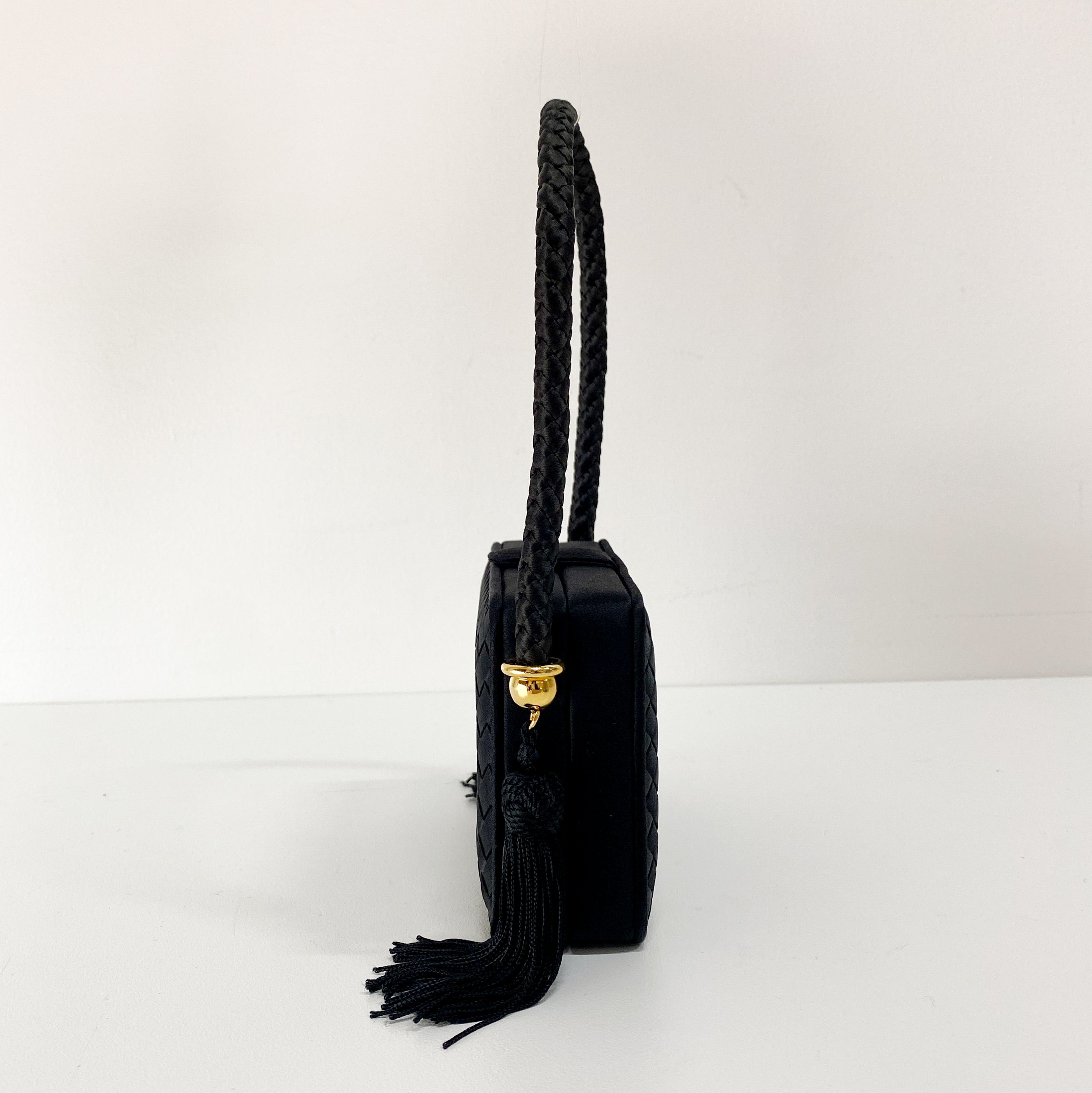 Intrecciatto Black Satin with Tassels