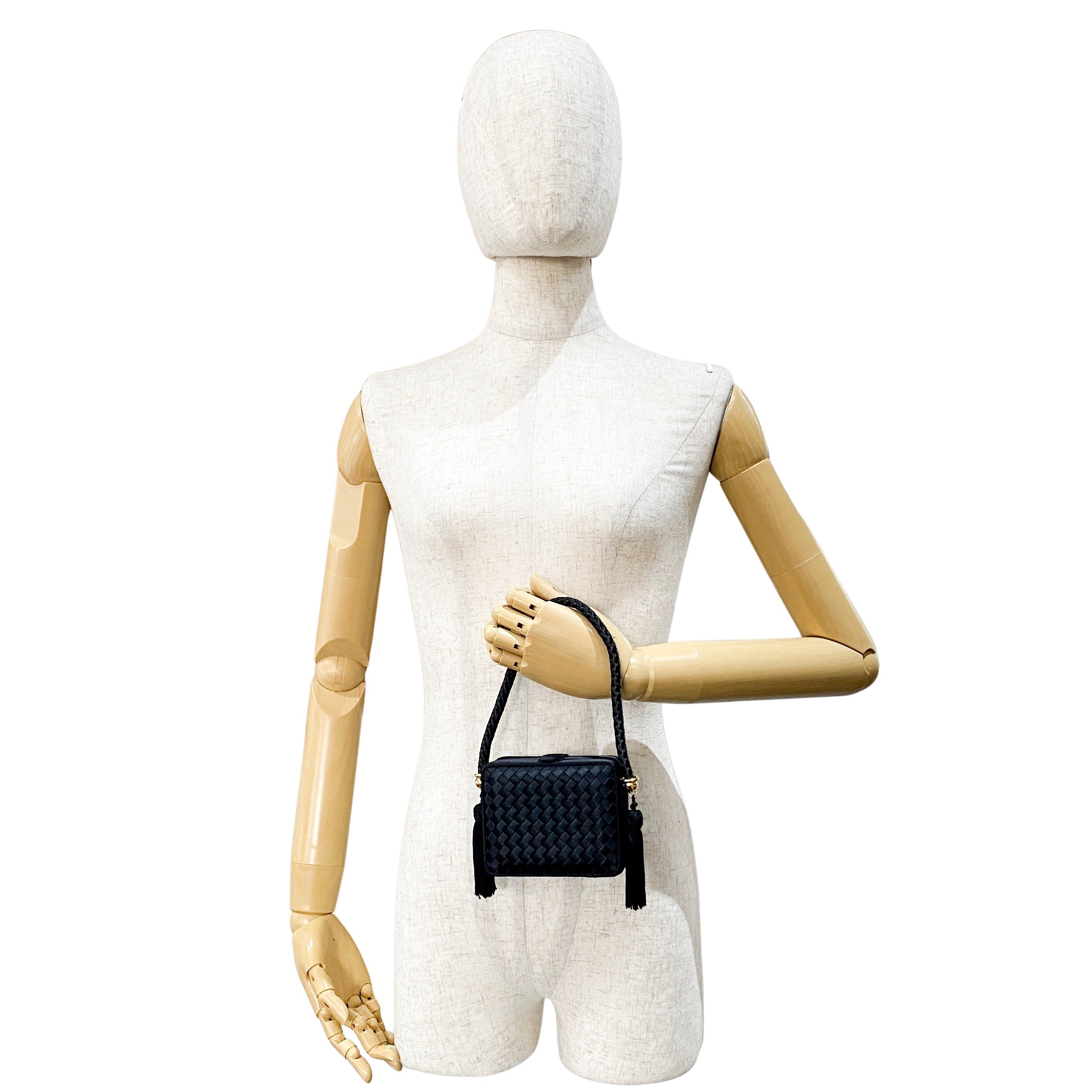 Intrecciatto Black Satin with Tassels