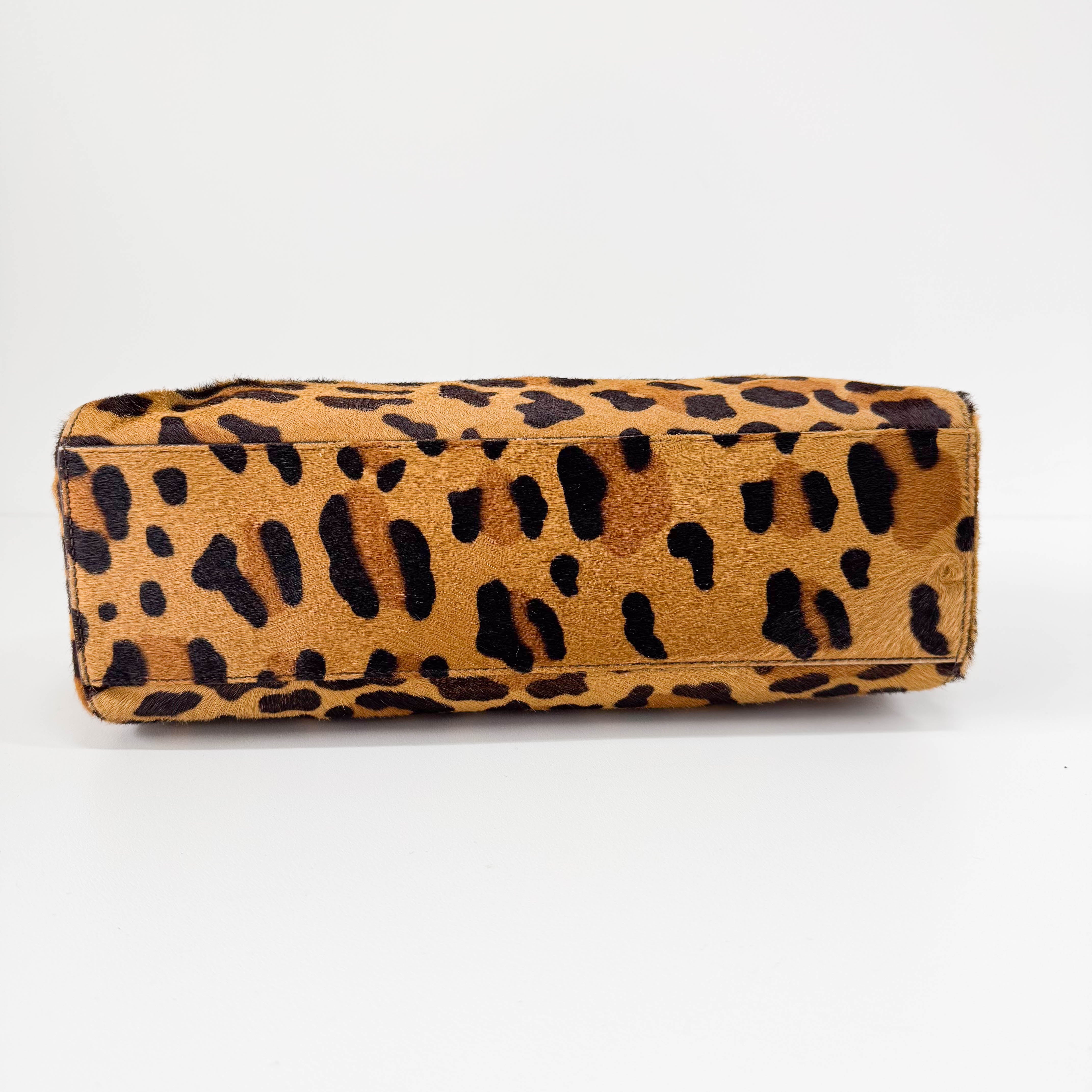 Horizontal Leopard Print Pony Hair Shoulder Bag