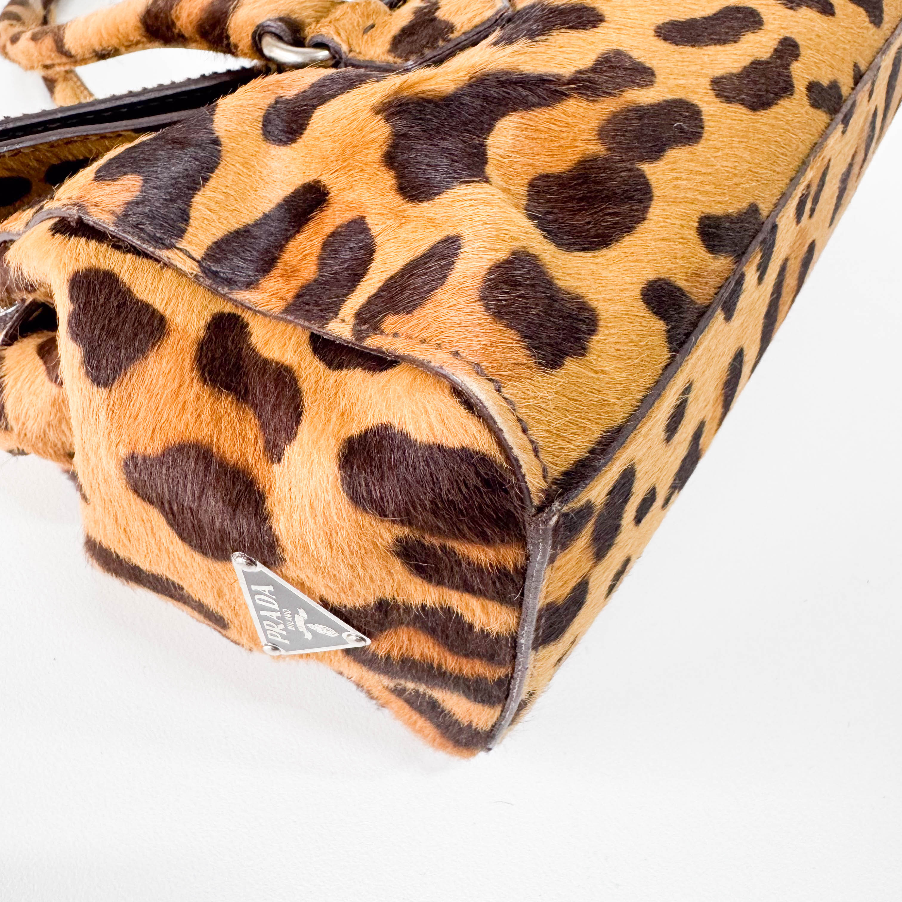 Horizontal Leopard Print Pony Hair Shoulder Bag