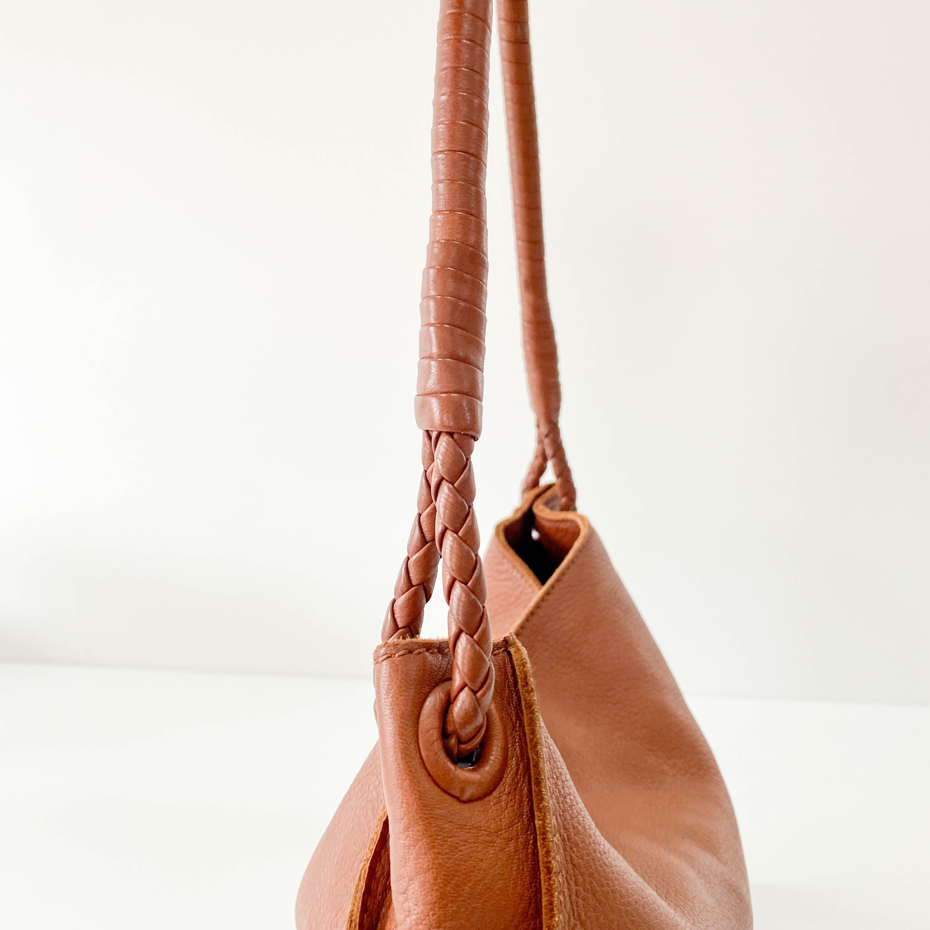 Caramel Brown Leather Shoulder Bag