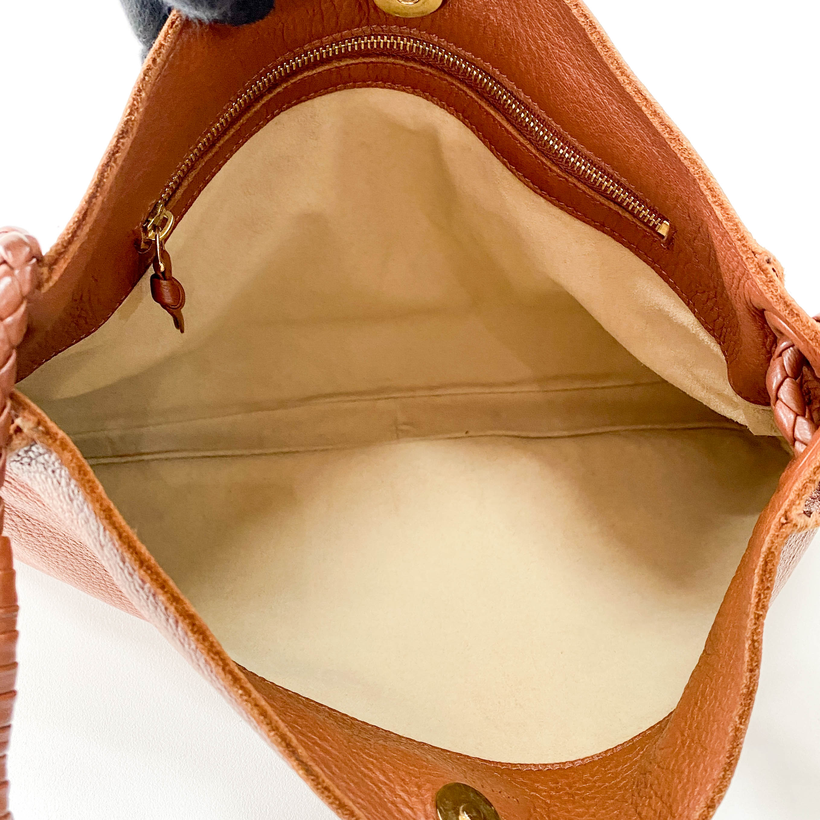 Caramel Brown Leather Shoulder Bag