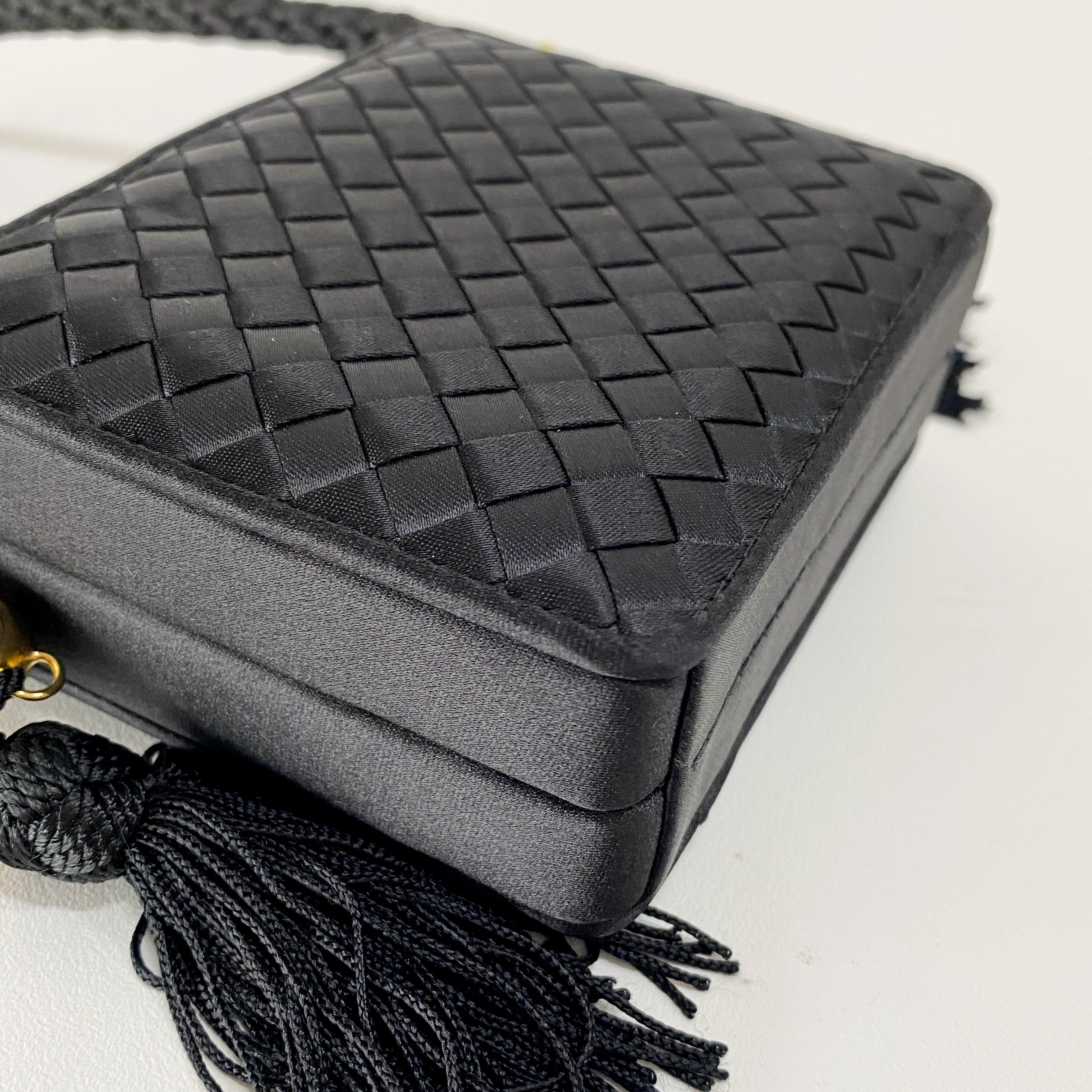 Intrecciatto Black Satin with Tassels