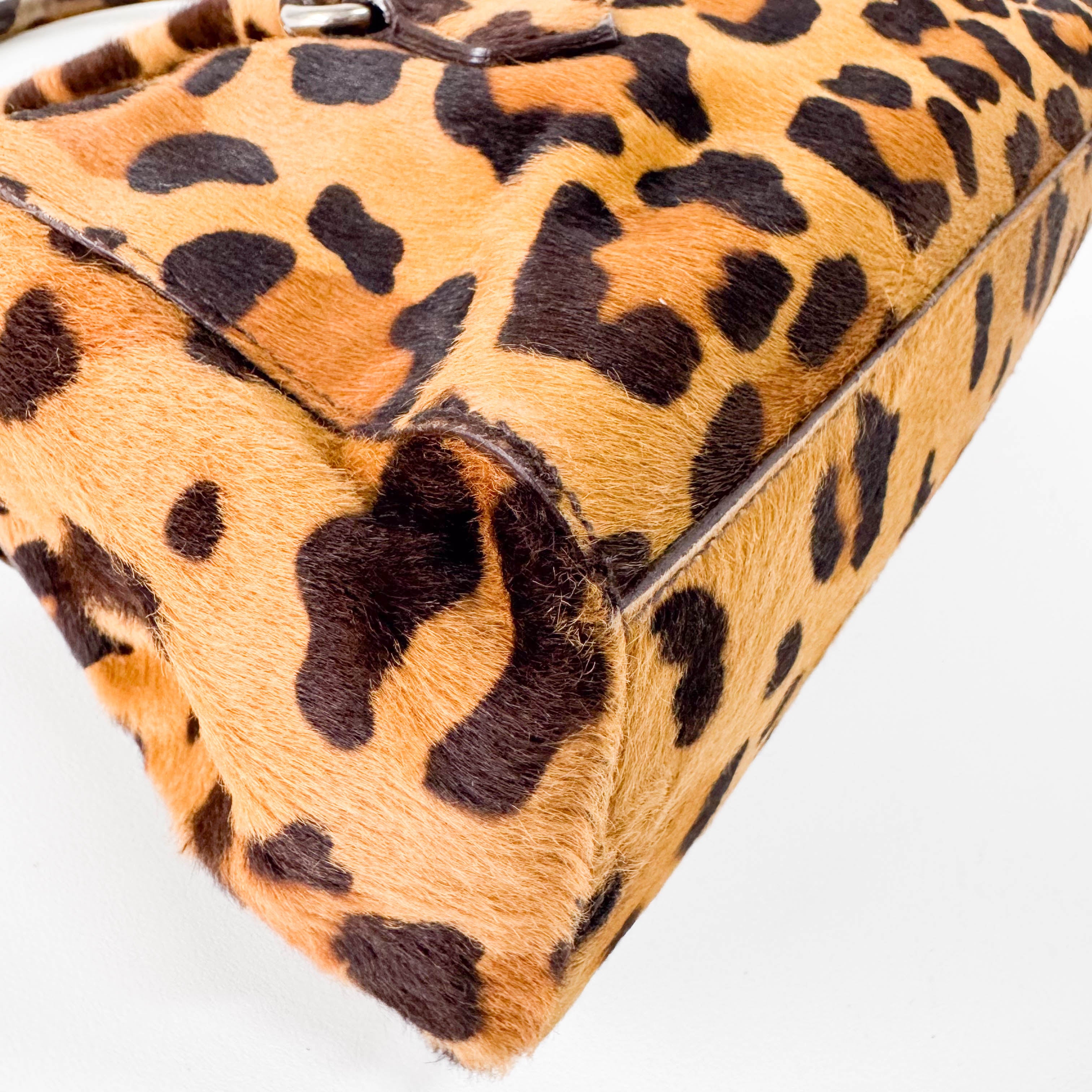 Horizontal Leopard Print Pony Hair Shoulder Bag