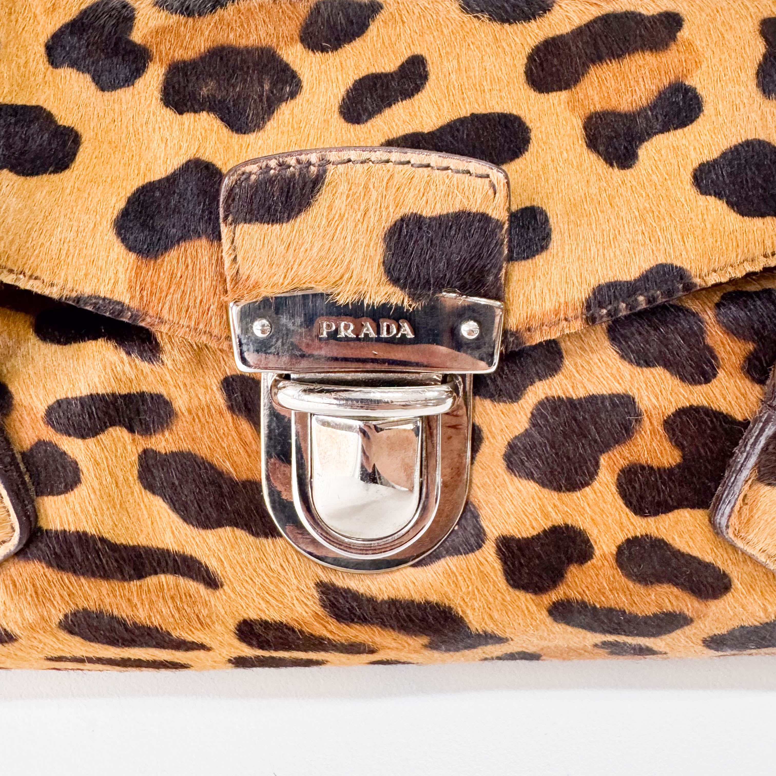 Horizontal Leopard Print Pony Hair Shoulder Bag