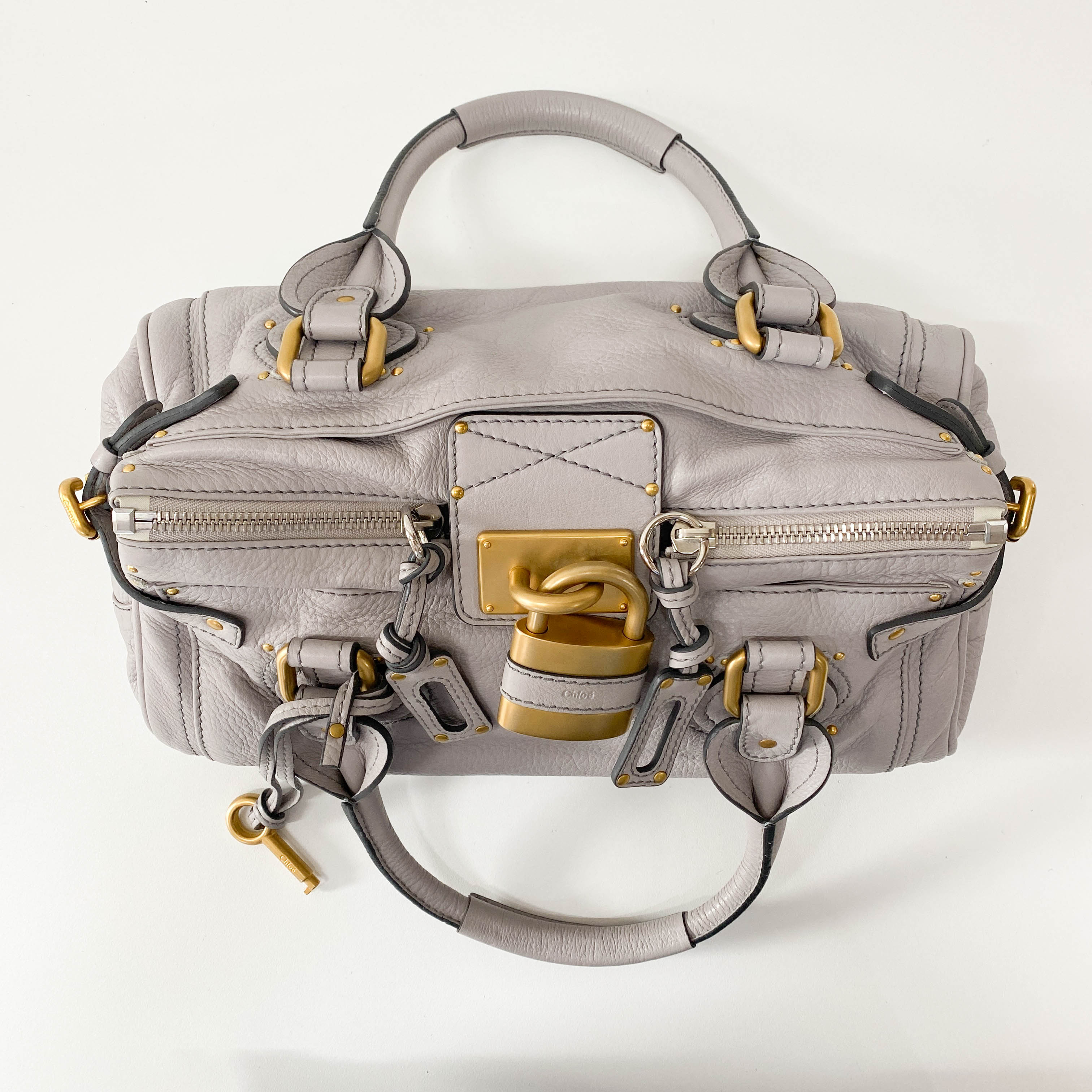 Paddington Grey Leather Shoulder Bag