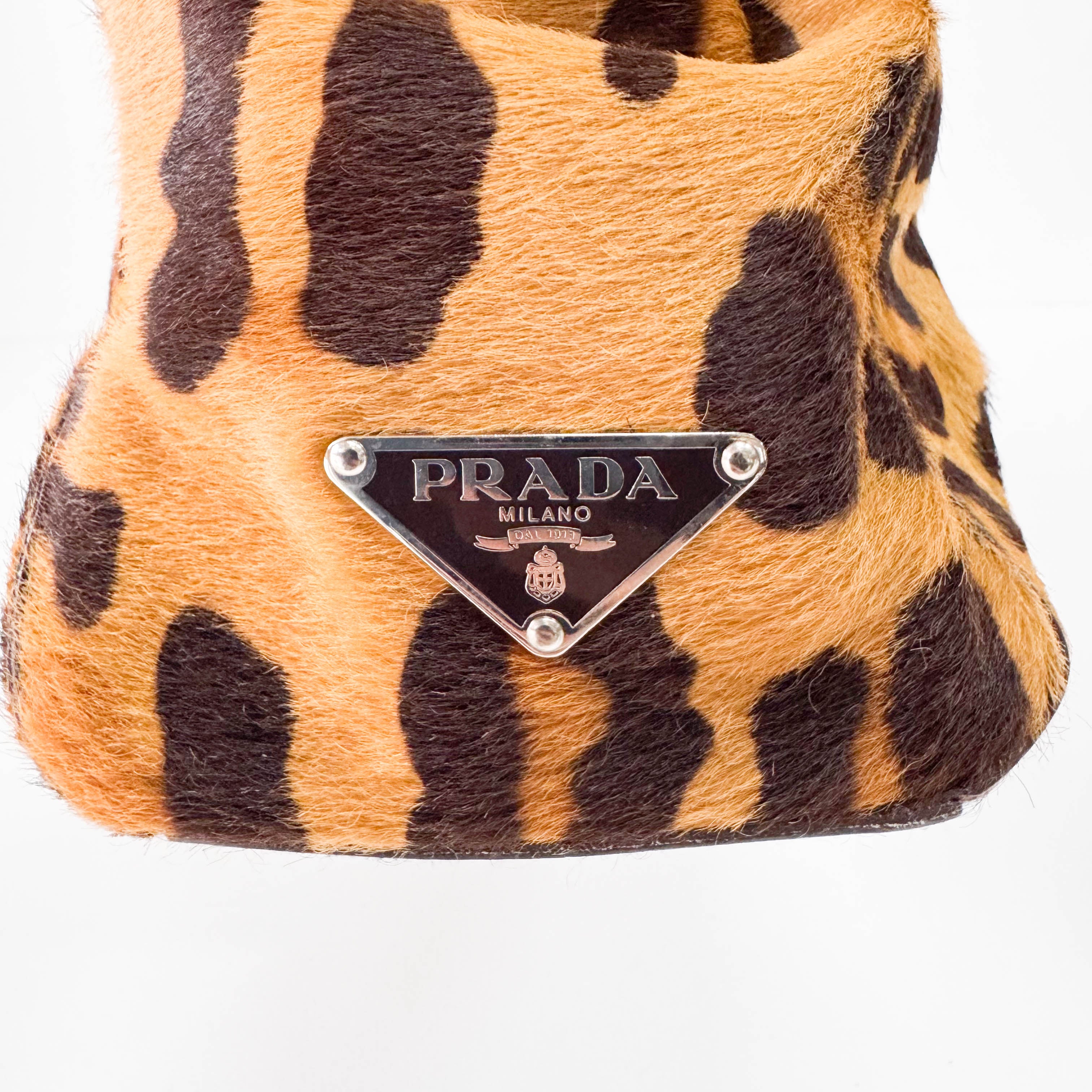 Horizontal Leopard Print Pony Hair Shoulder Bag