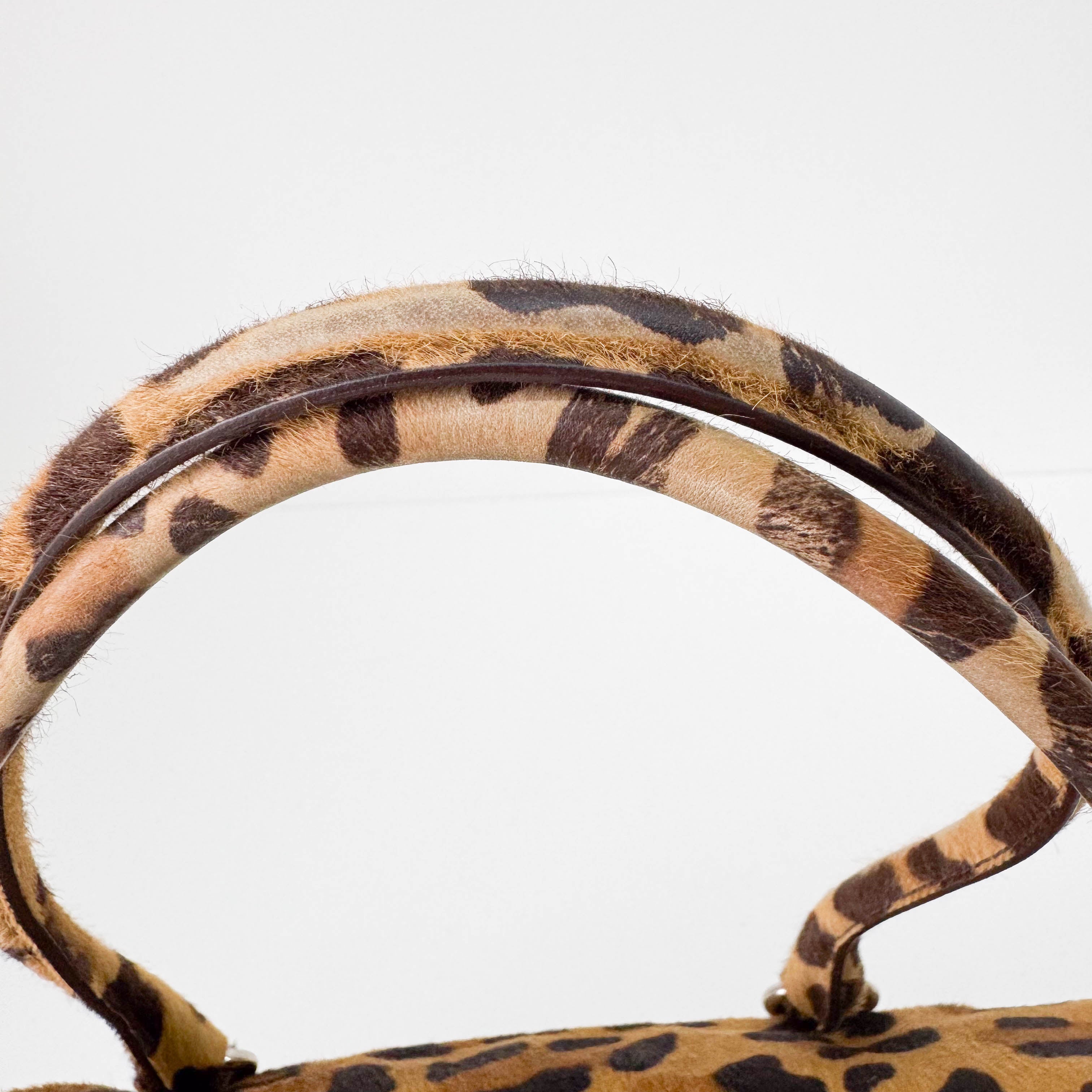 Horizontal Leopard Print Pony Hair Shoulder Bag
