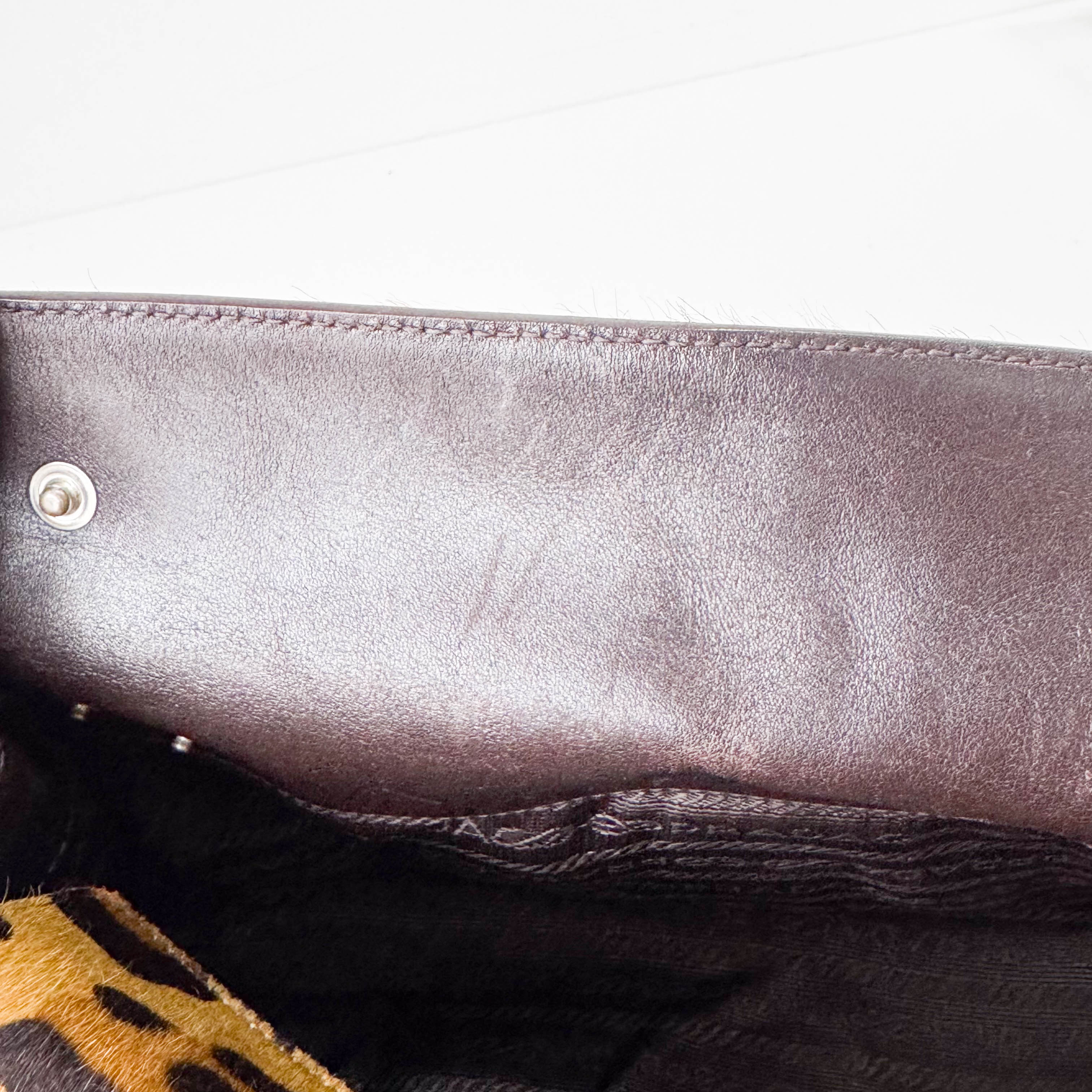 Horizontal Leopard Print Pony Hair Shoulder Bag