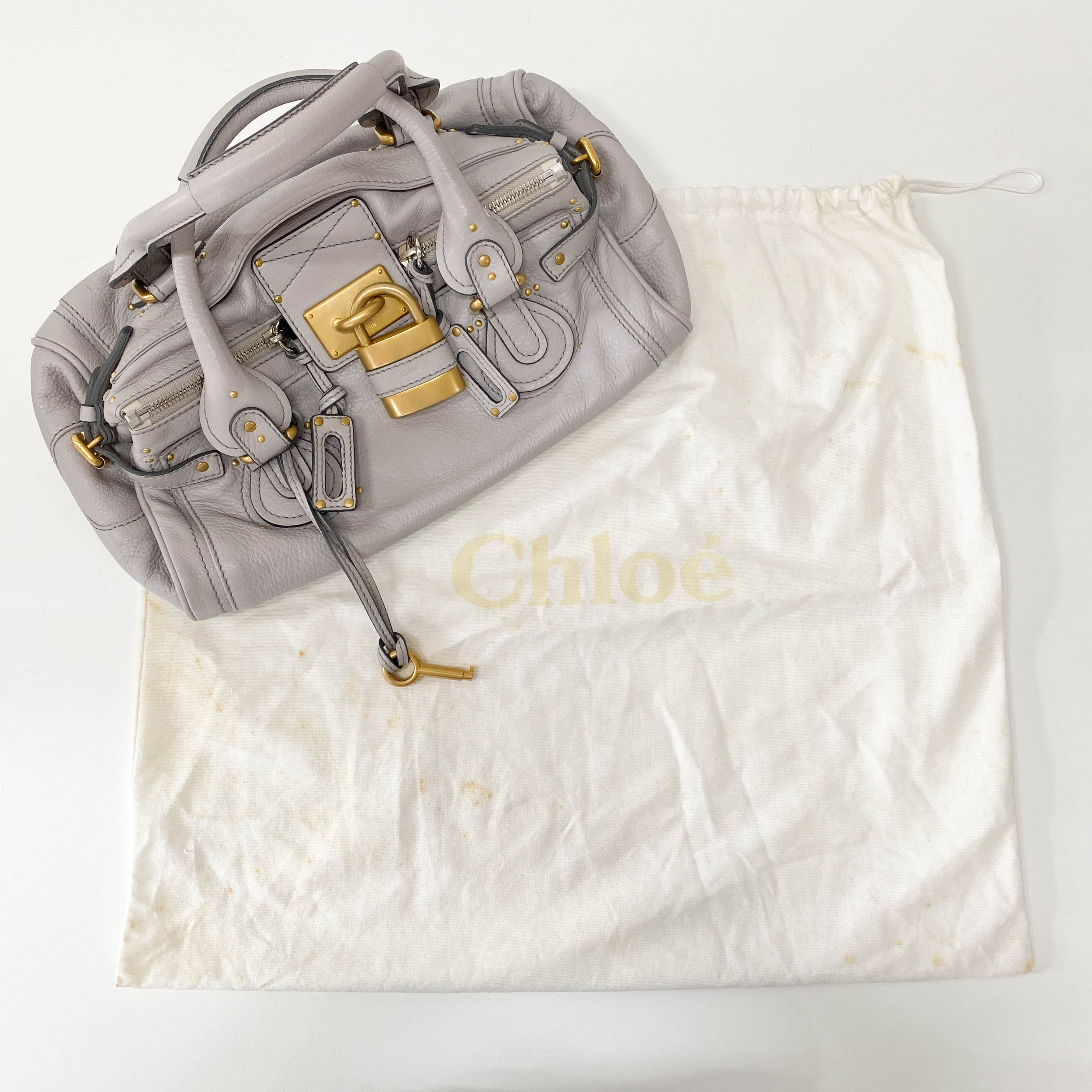 Paddington Grey Leather Shoulder Bag